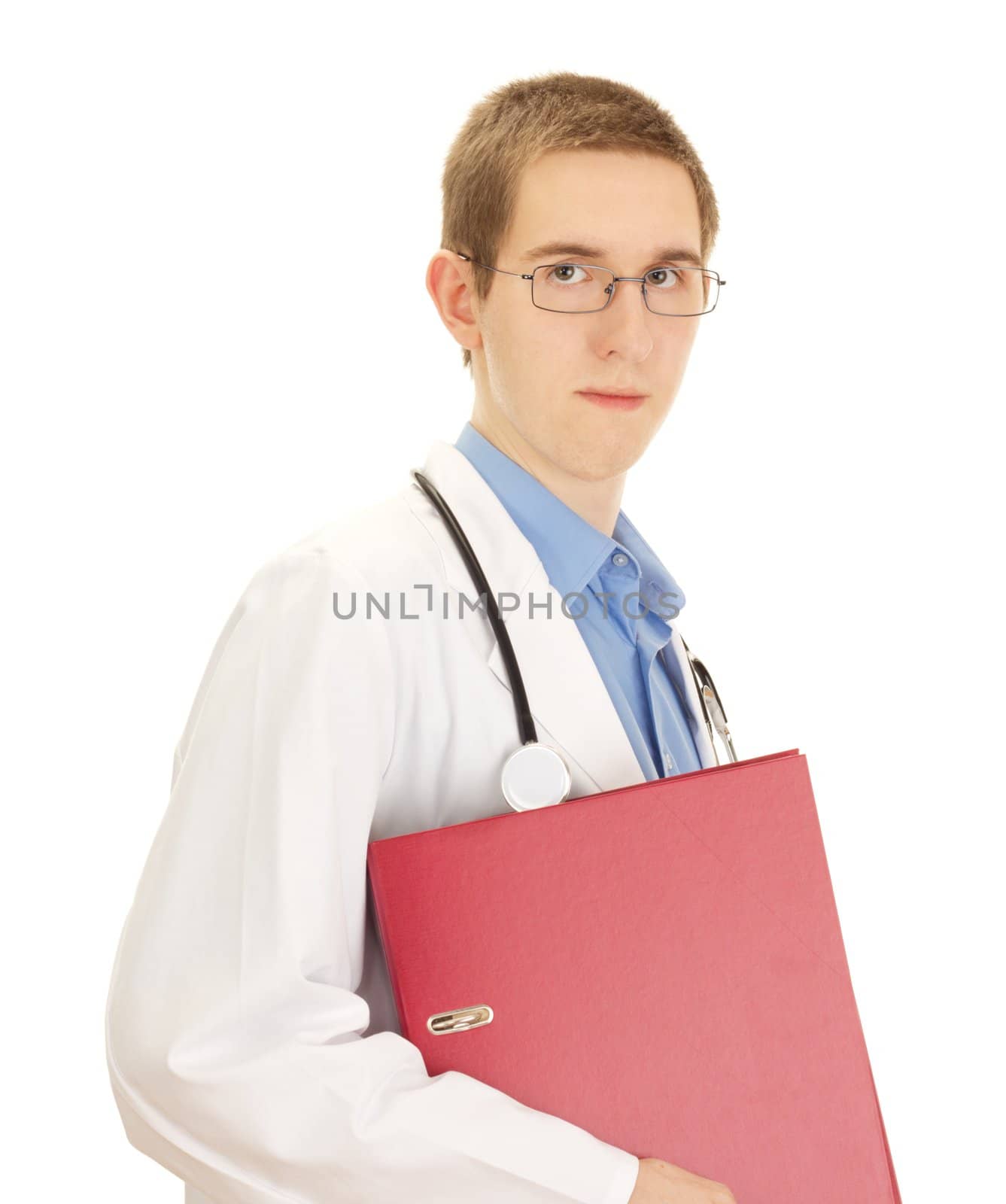 A young medical doctor with a ring binder