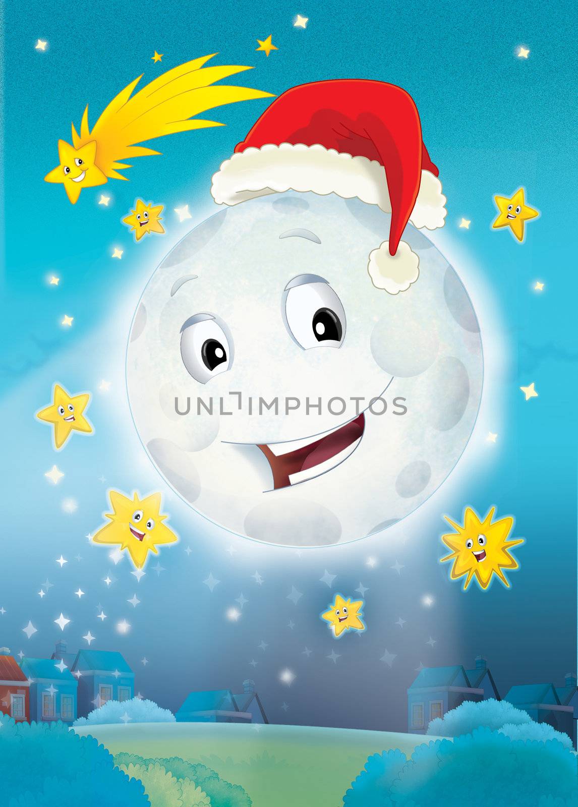 The beautiful occasional illustration with many different elements - important subject for the children - christmas