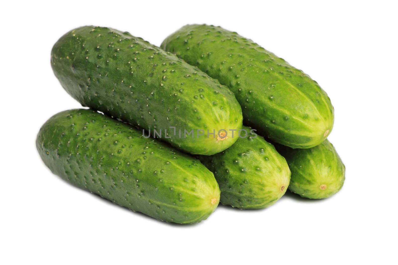 Bunch of cucumbers isolated on white background