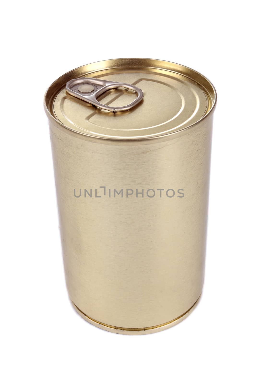 Closed can on white background