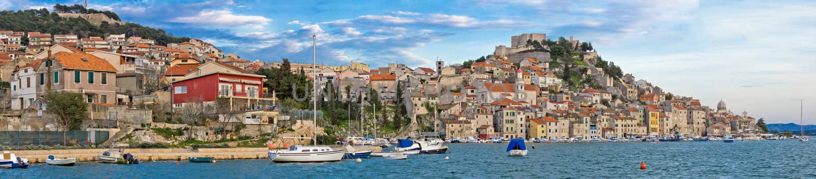 Historic town of Sibenik waterfront panorama, Dalmatia, Croatia