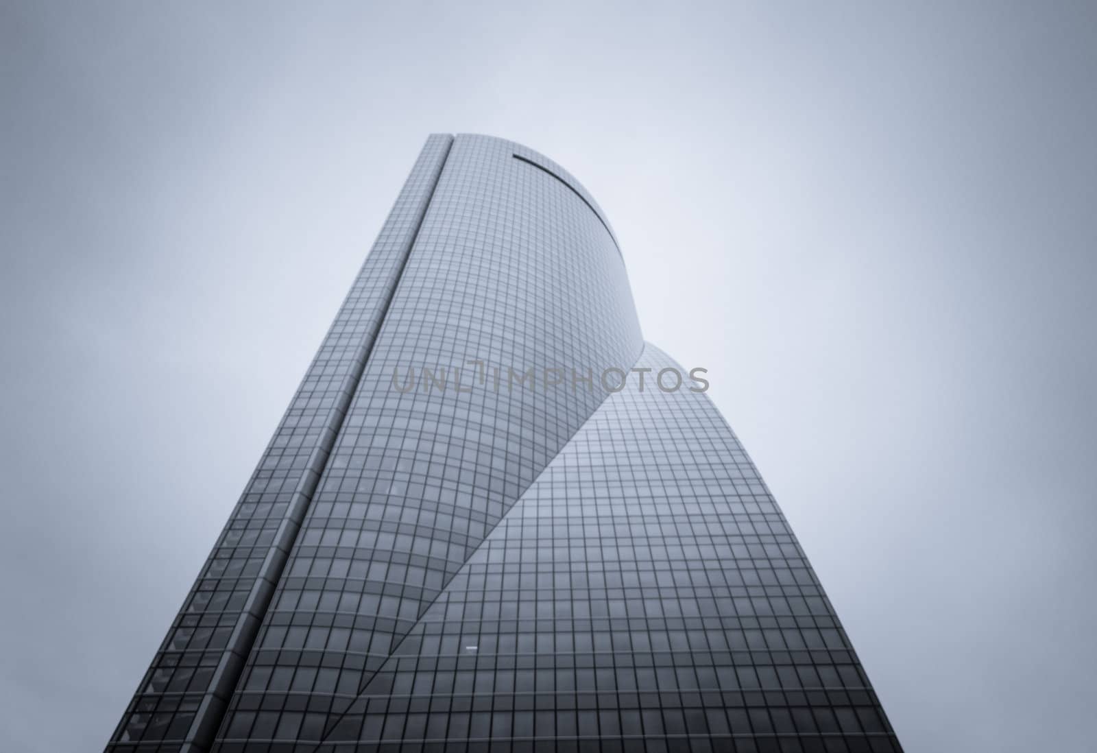 MADRID, SPAIN - MARCH 10 Cuatro Torres Business Area (CTBA), in Madrid, Spain, on March 10, 2013. The Space Tower skyscraper, was designed by American architect Henry N. Cobb and inaugurated in 2007