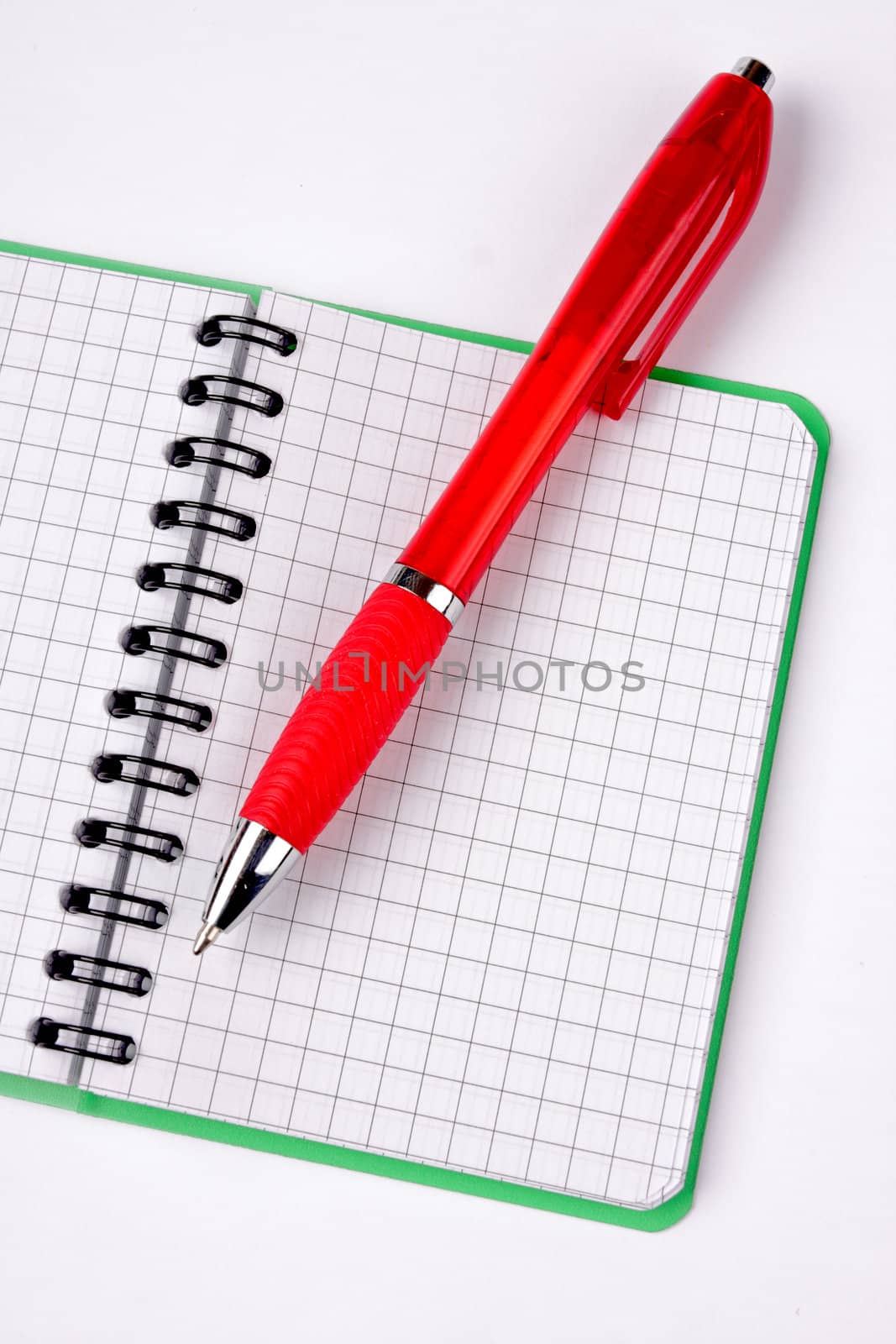 Opened notebook and red pen by Verdateo