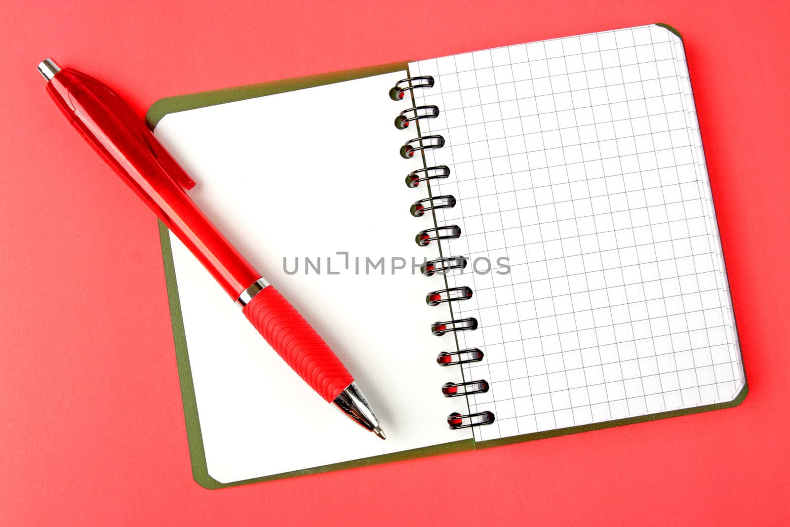 Opened notebook and red pen by Verdateo