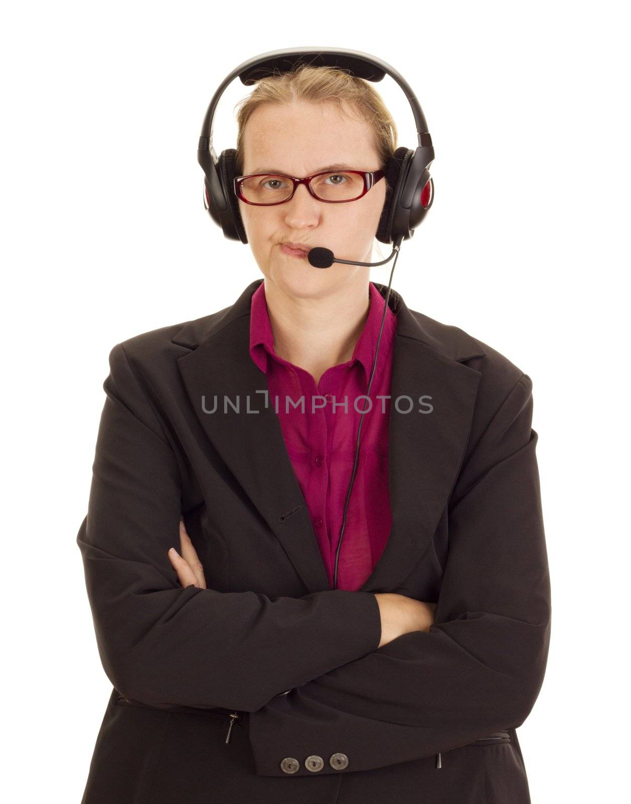 Business person with head set