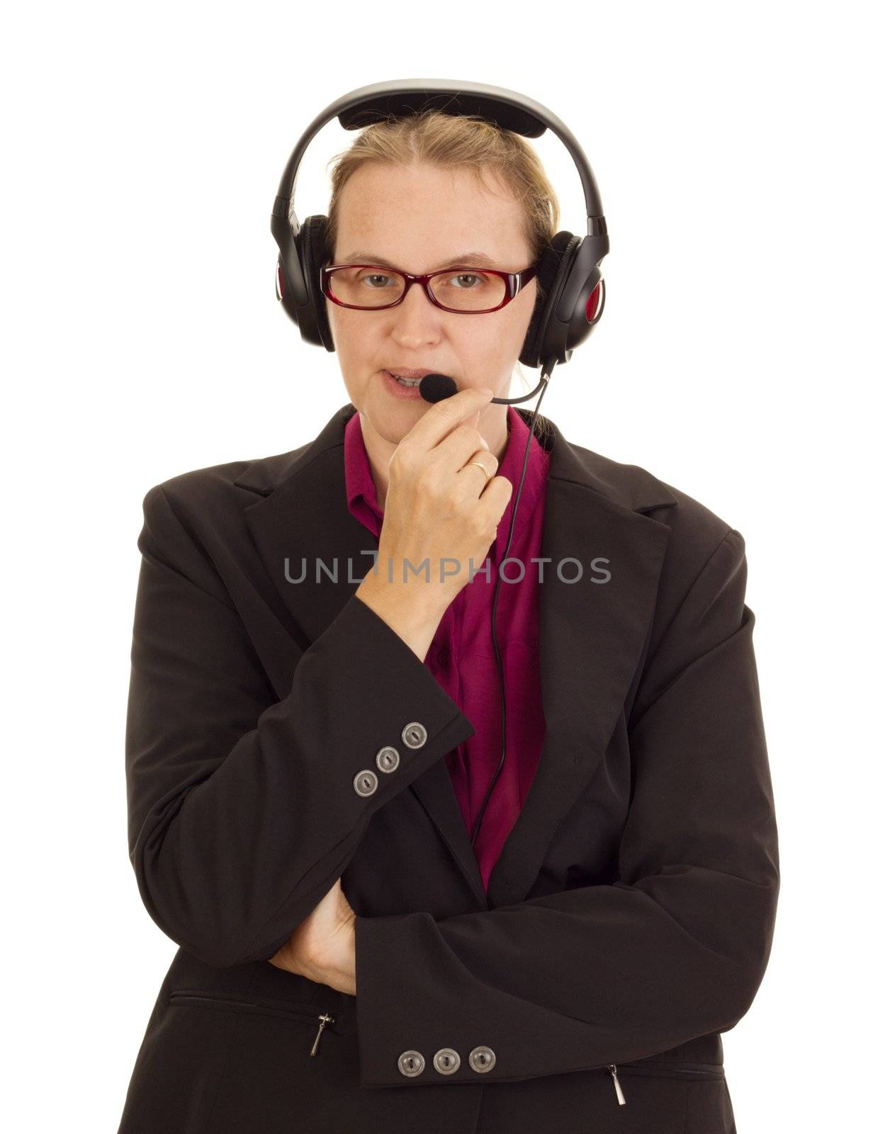 Business person with head set