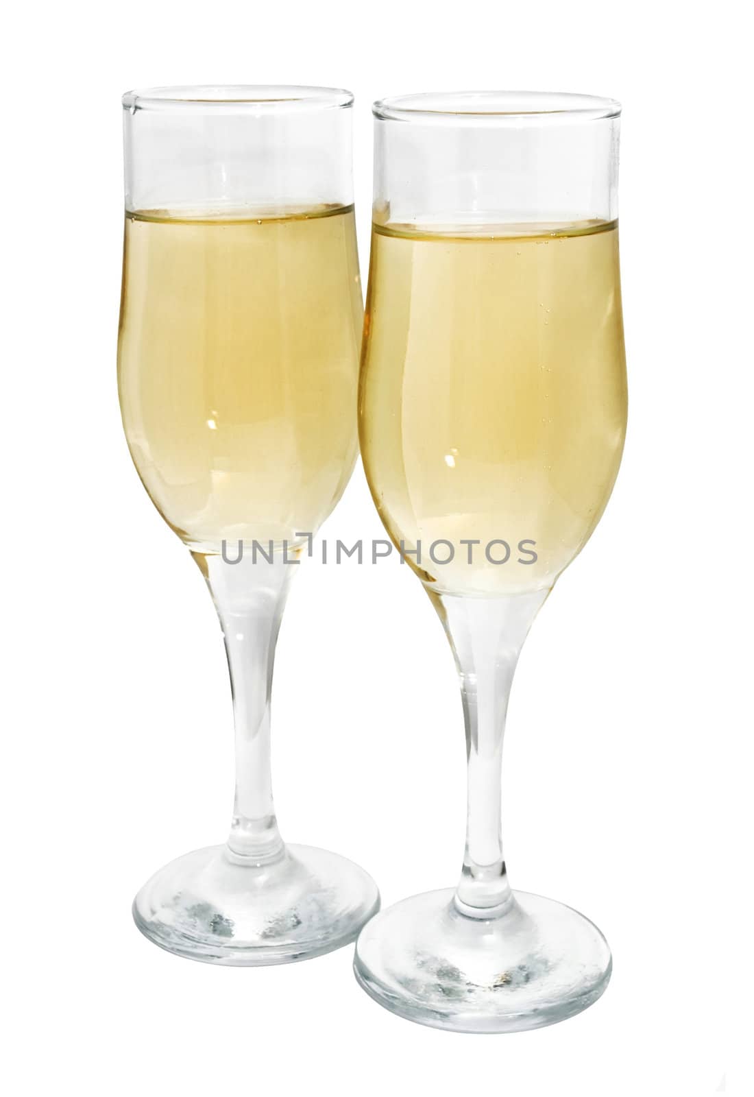 Two glasses of champagne isolated on white