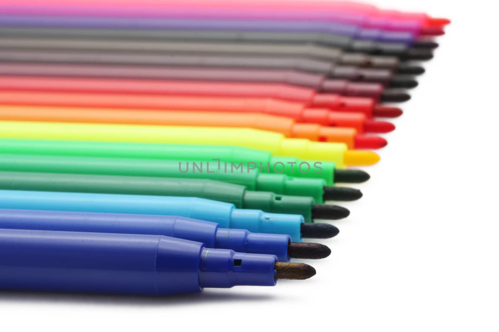 Soft-tip pens isolated on white background