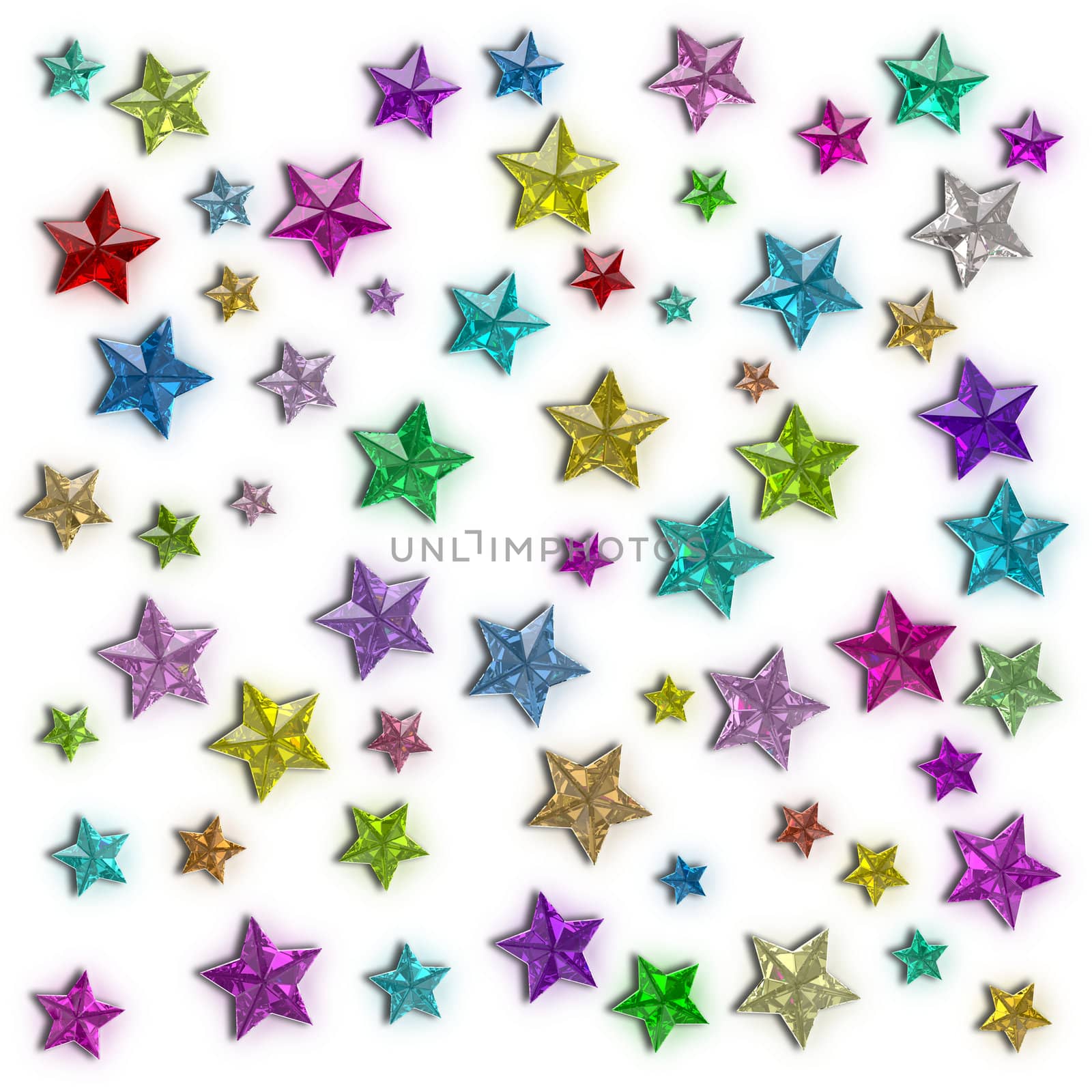 Colorful stars of the different sizes consisting of multi-colored shining gems