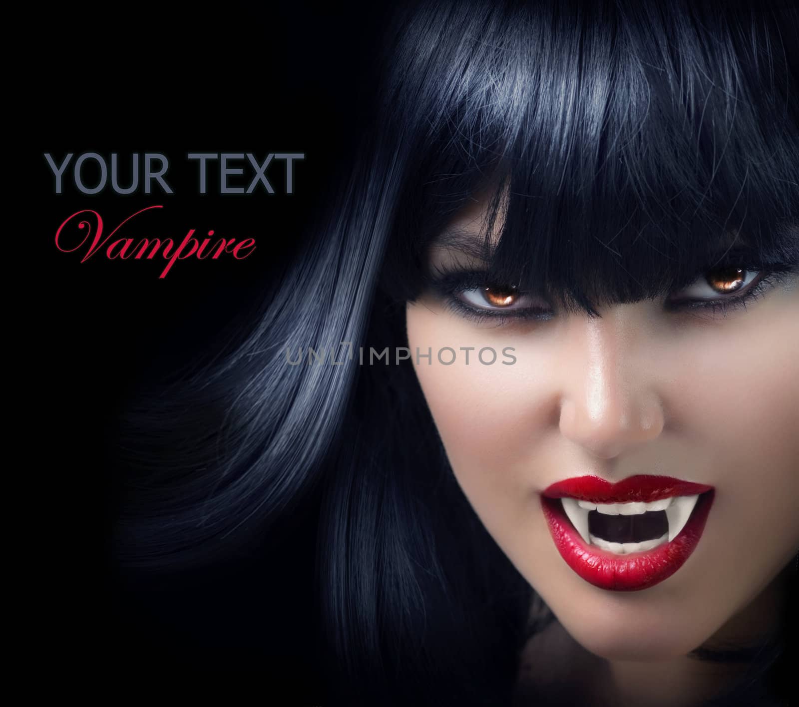 Halloween Vampire Beautiful Woman over black by SubbotinaA