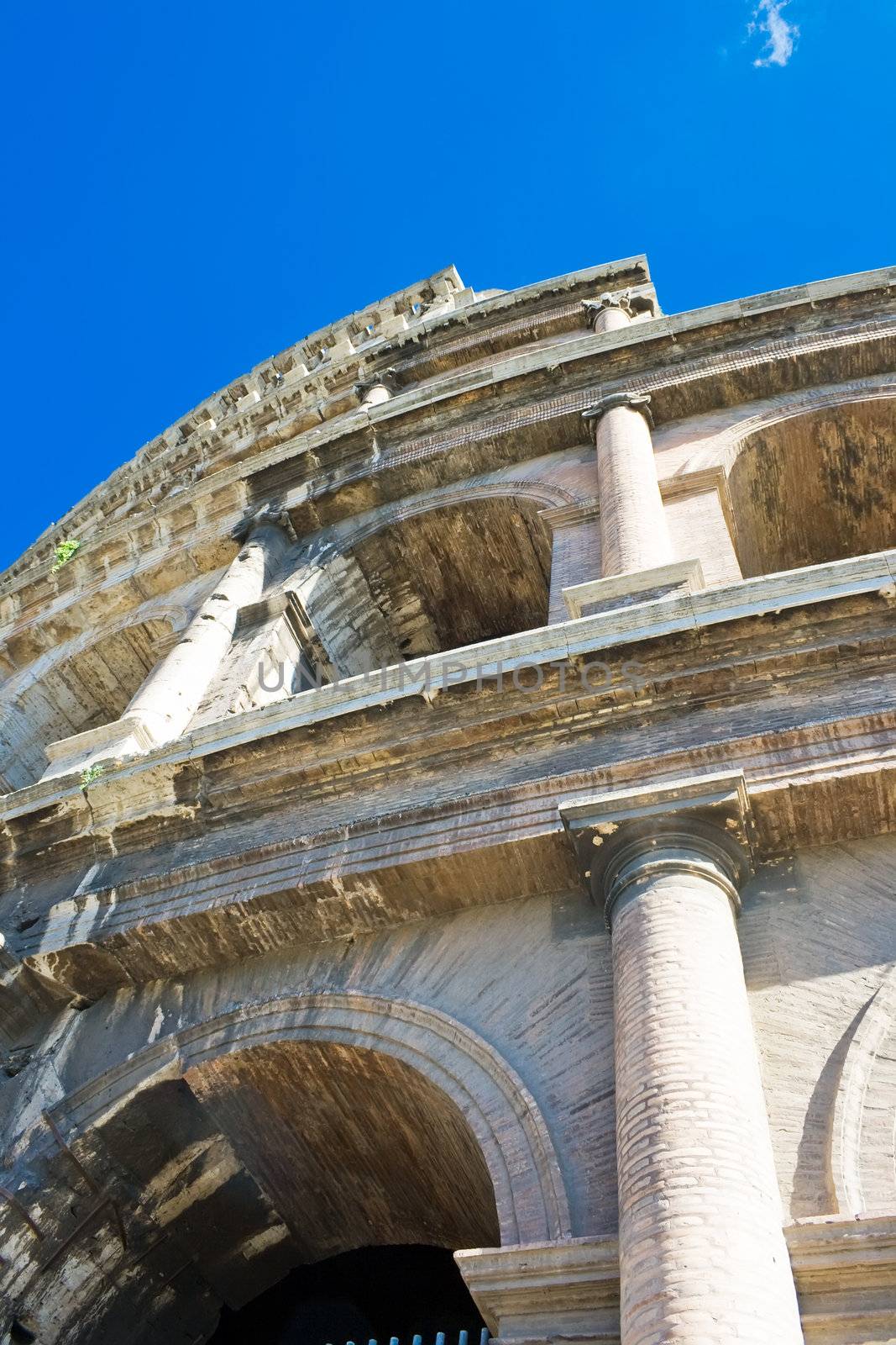 Ancient ruins of the largest roman stadium Colosseum, Italy