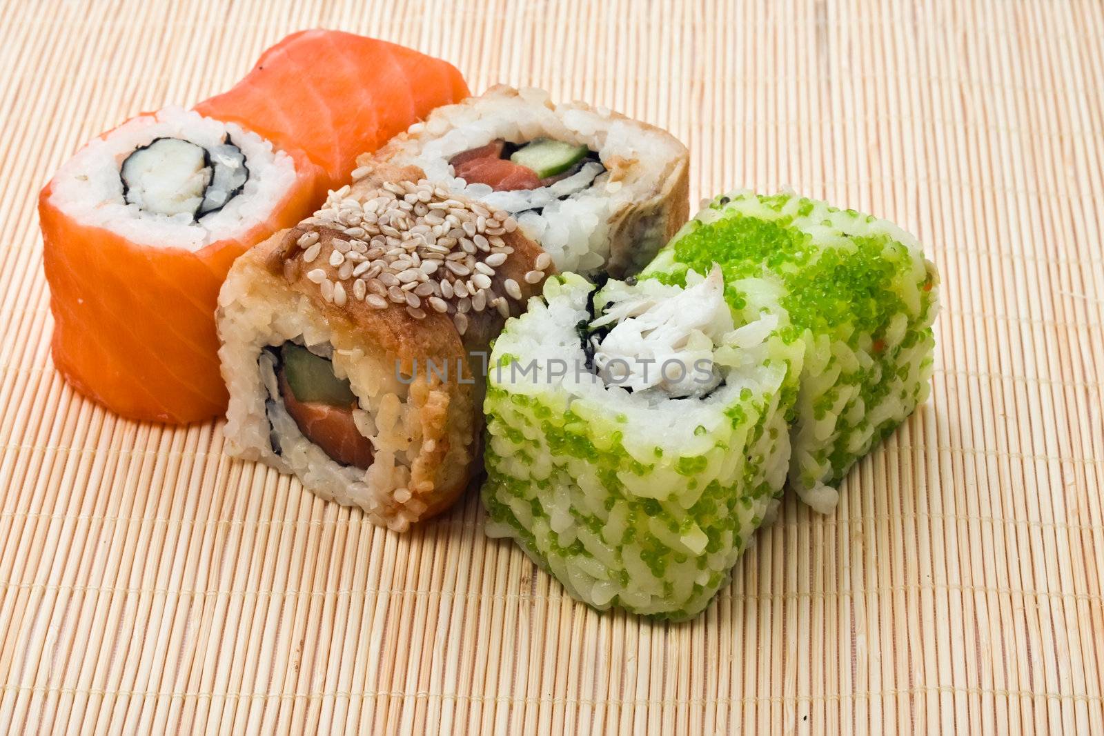 Traditional Japanese food Sushi, close-up