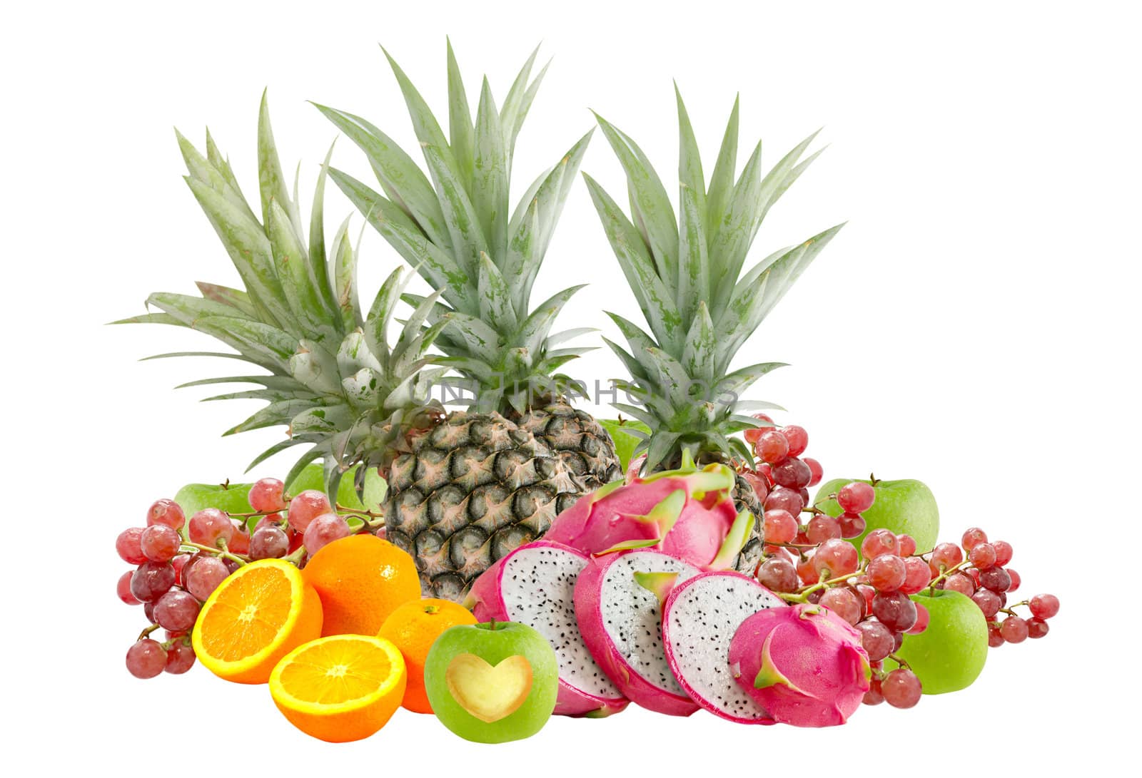 Fresh mix fruits on  white background