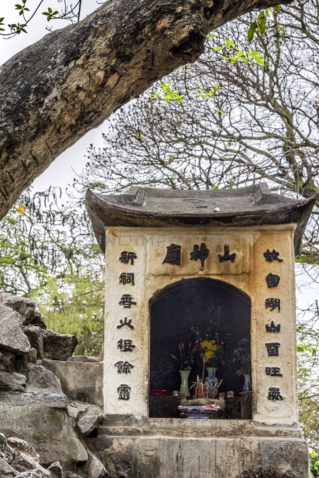 Vietnam Hanoi: Shrine at Ngo-Son temple in Hoan Kiem Lake. by Claudine
