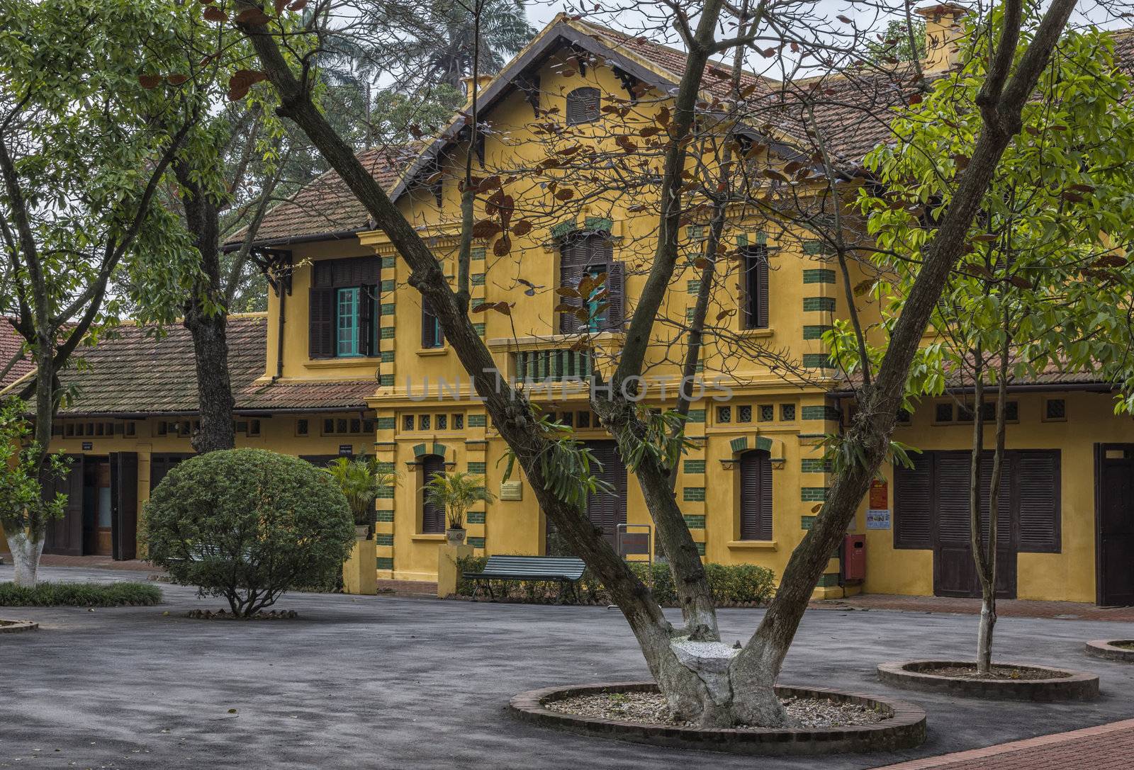 Vietnam Hanoi - March 2012: House of Ho Chi Minh in park by Claudine