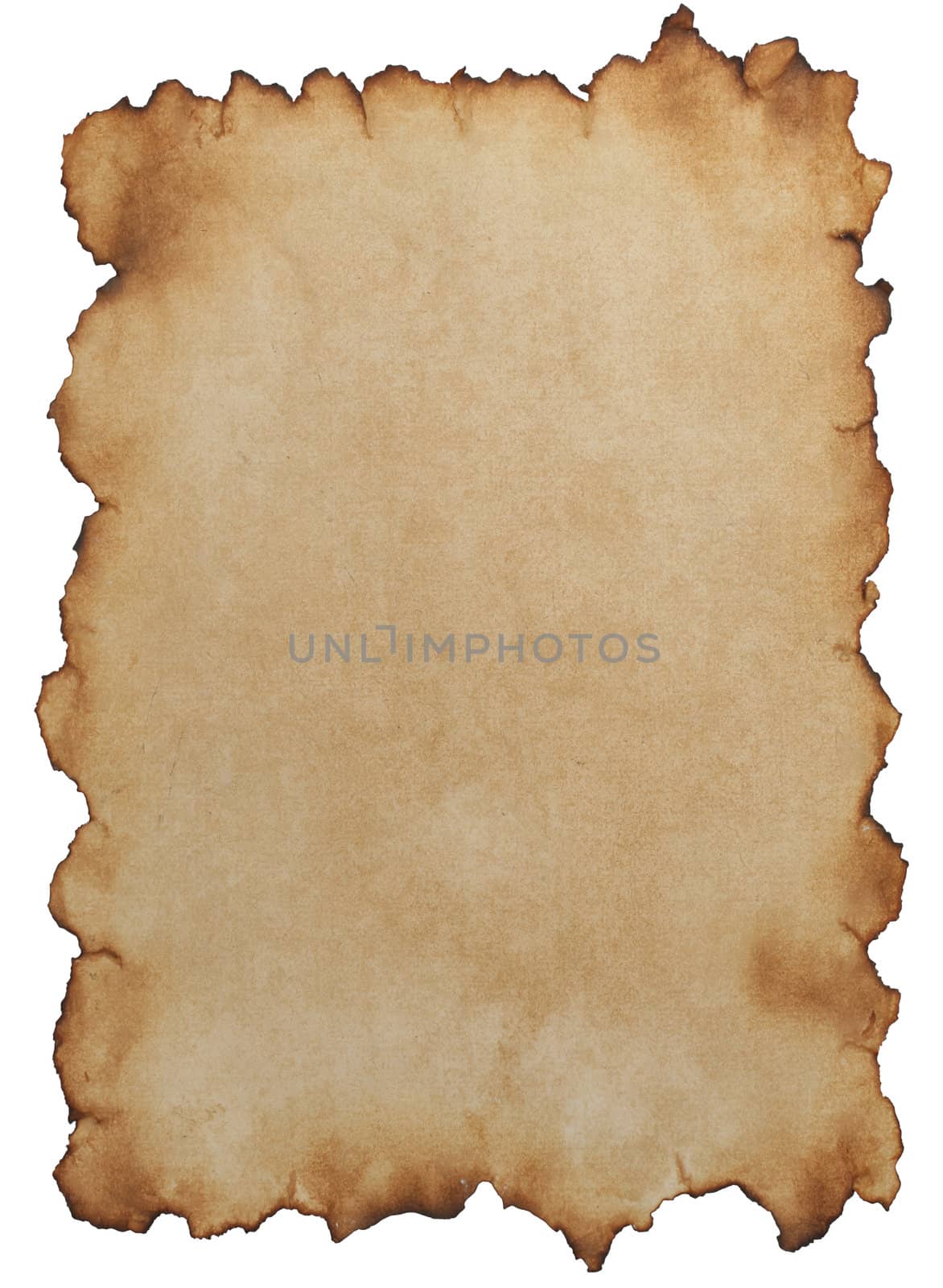 Old paper isolated on white background
