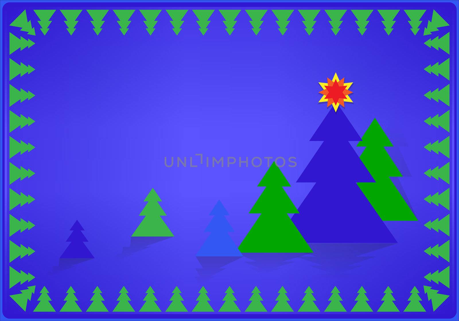 Card with Christmas blue and green color combination