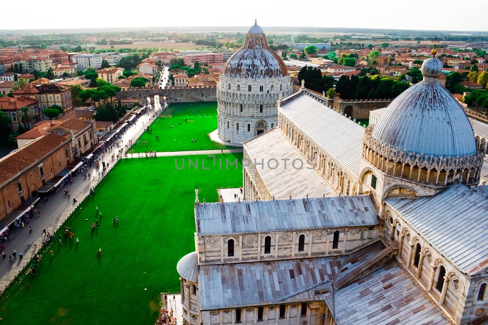 Piazza Dei Miracoli (Square of Miracles) view from Pisa tower, Italy