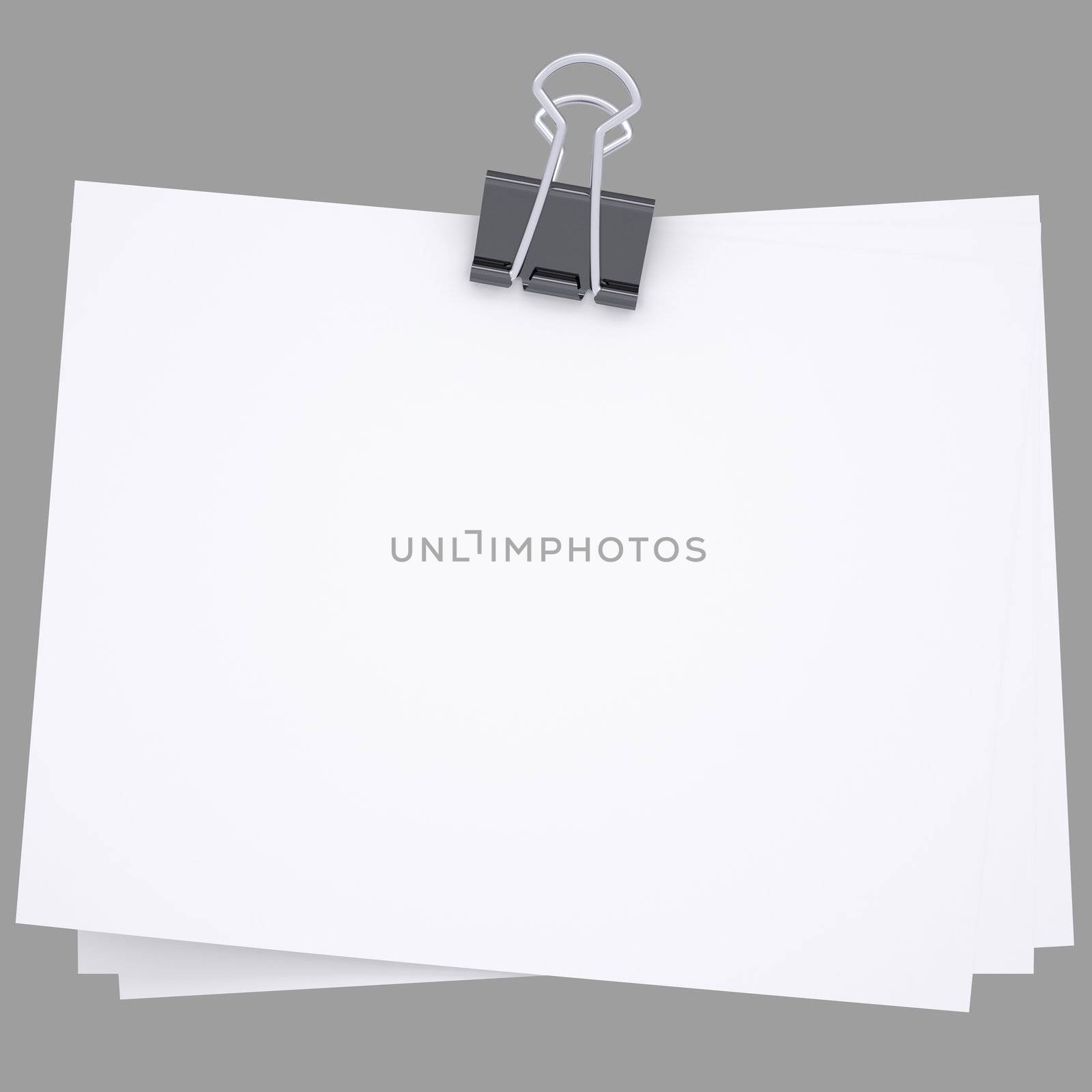 Paper with Binder. Isolated render on a white background