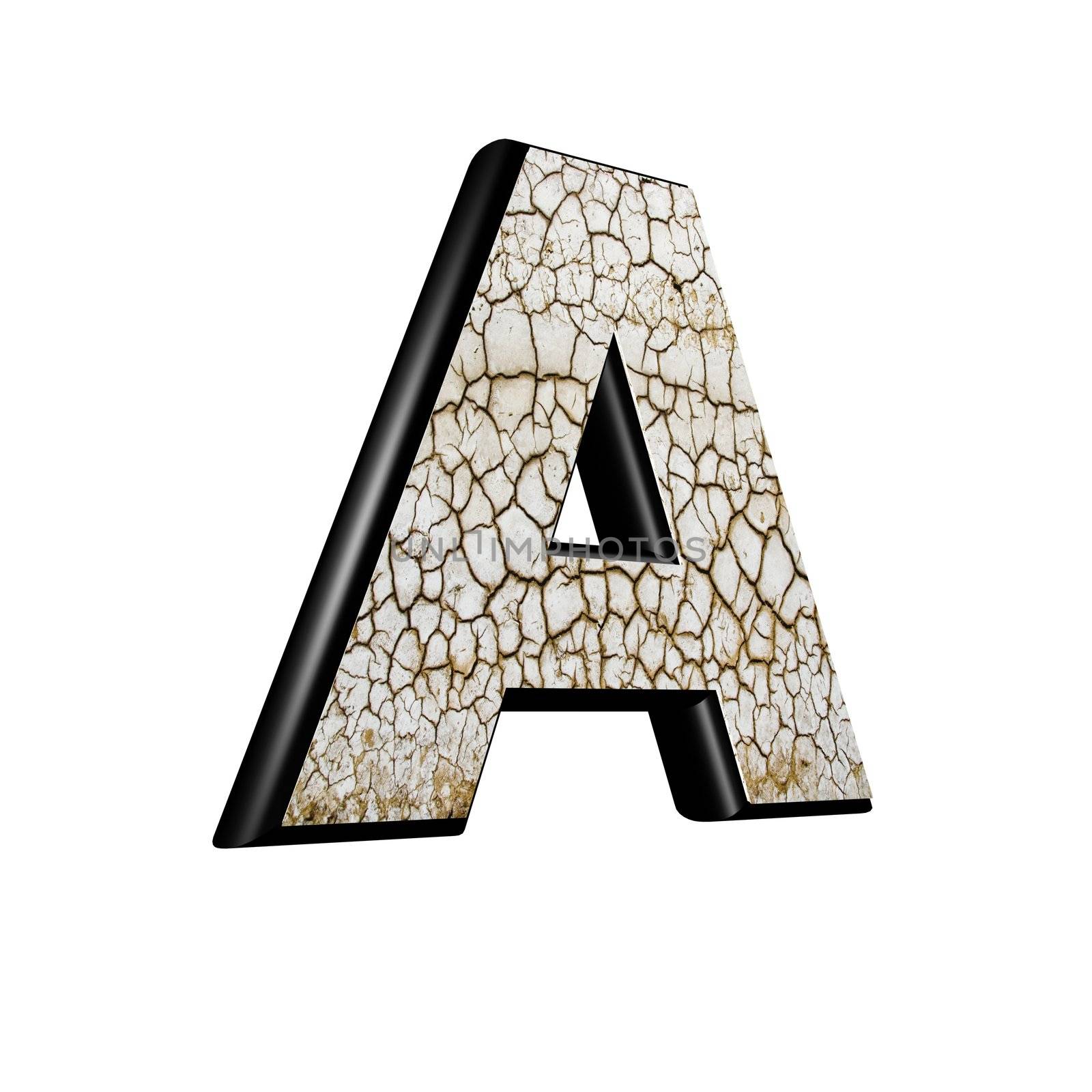 abstract 3d letter with dry ground texture - A
