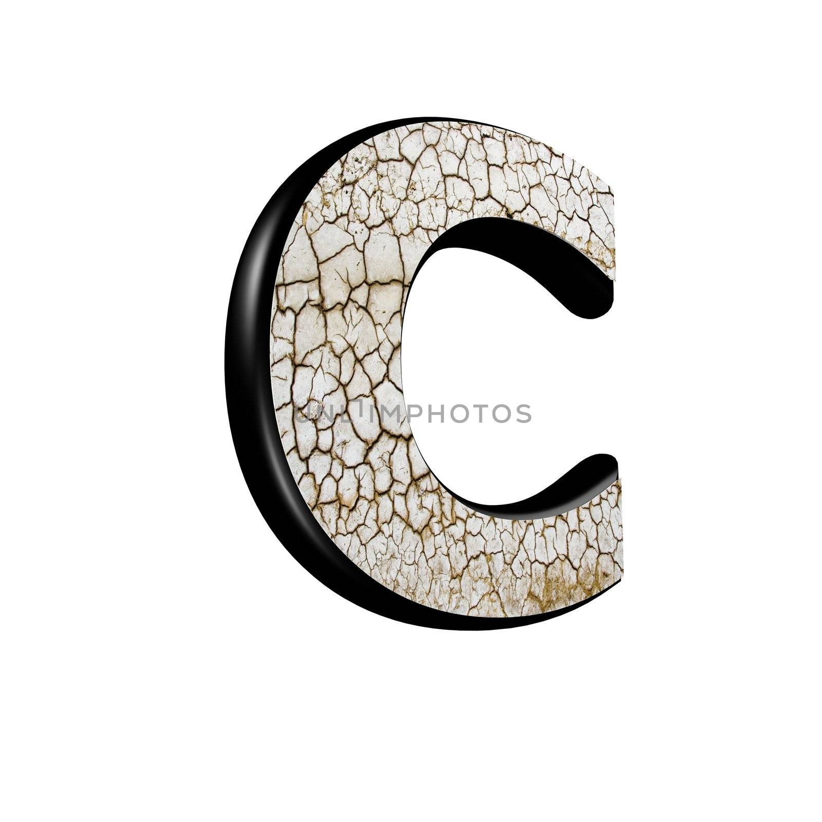 abstract 3d letter with dry ground texture - C by chrisroll