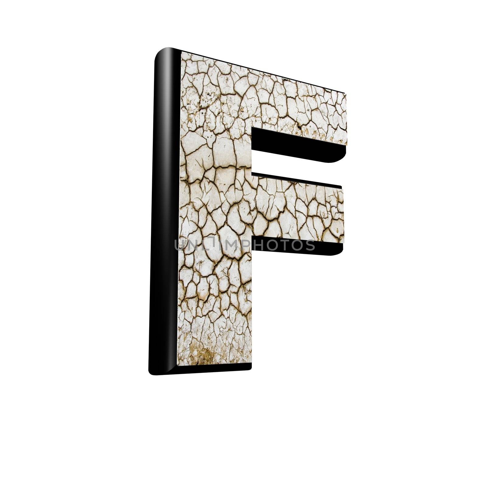 abstract 3d letter with dry ground texture - F by chrisroll