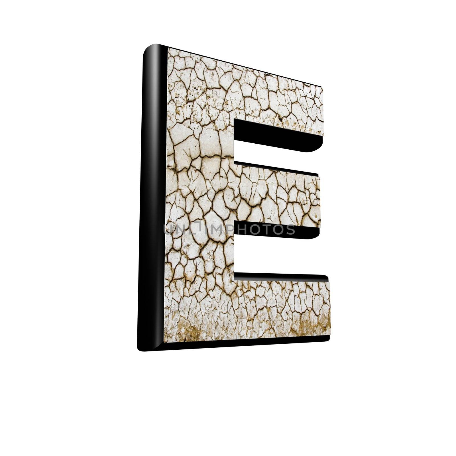 abstract 3d letter with dry ground texture - E by chrisroll