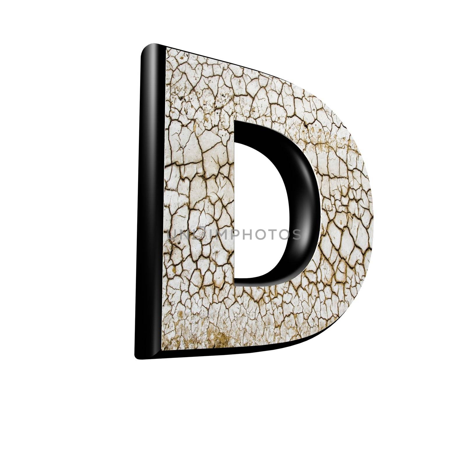 abstract 3d letter with dry ground texture - D