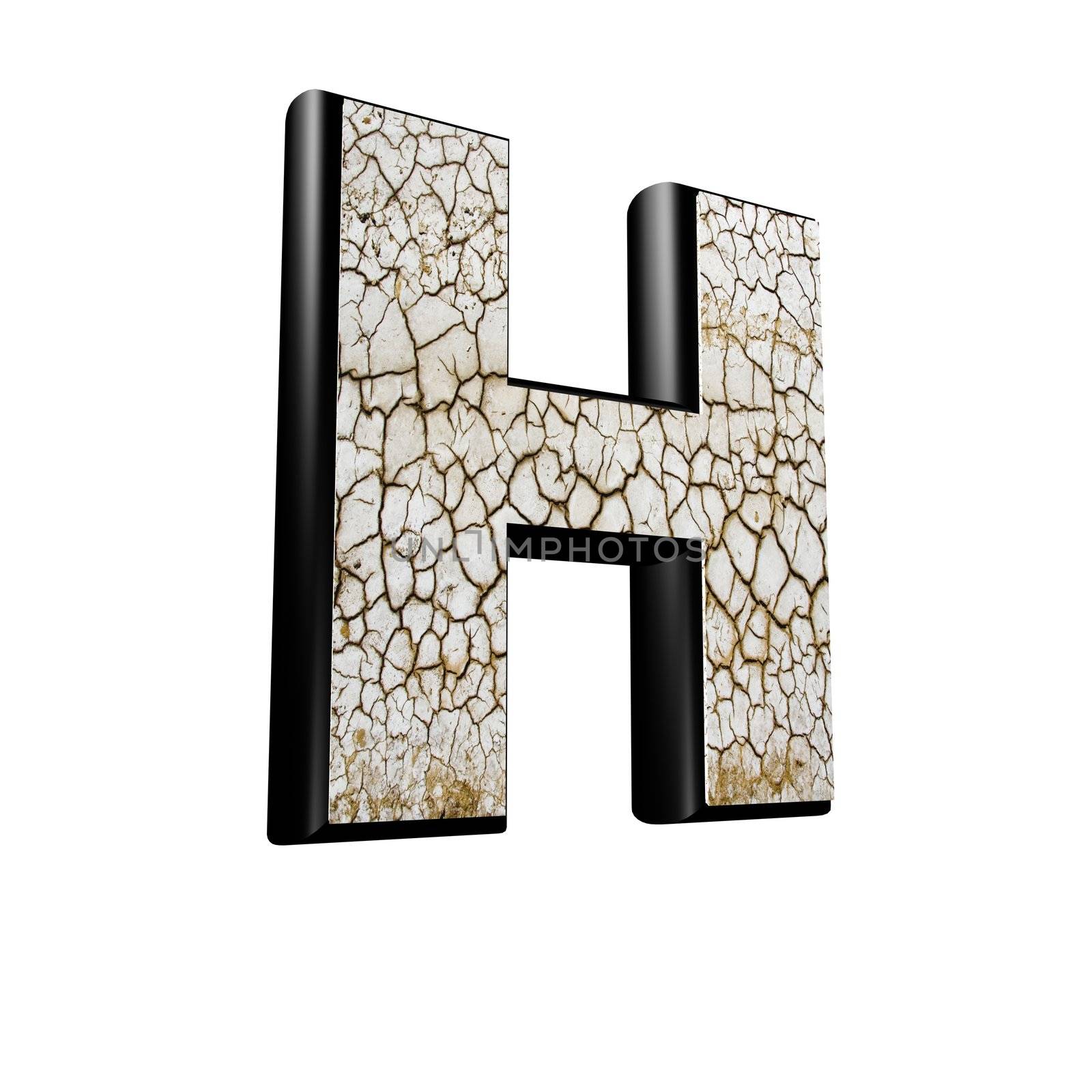 abstract 3d letter with dry ground texture - H by chrisroll