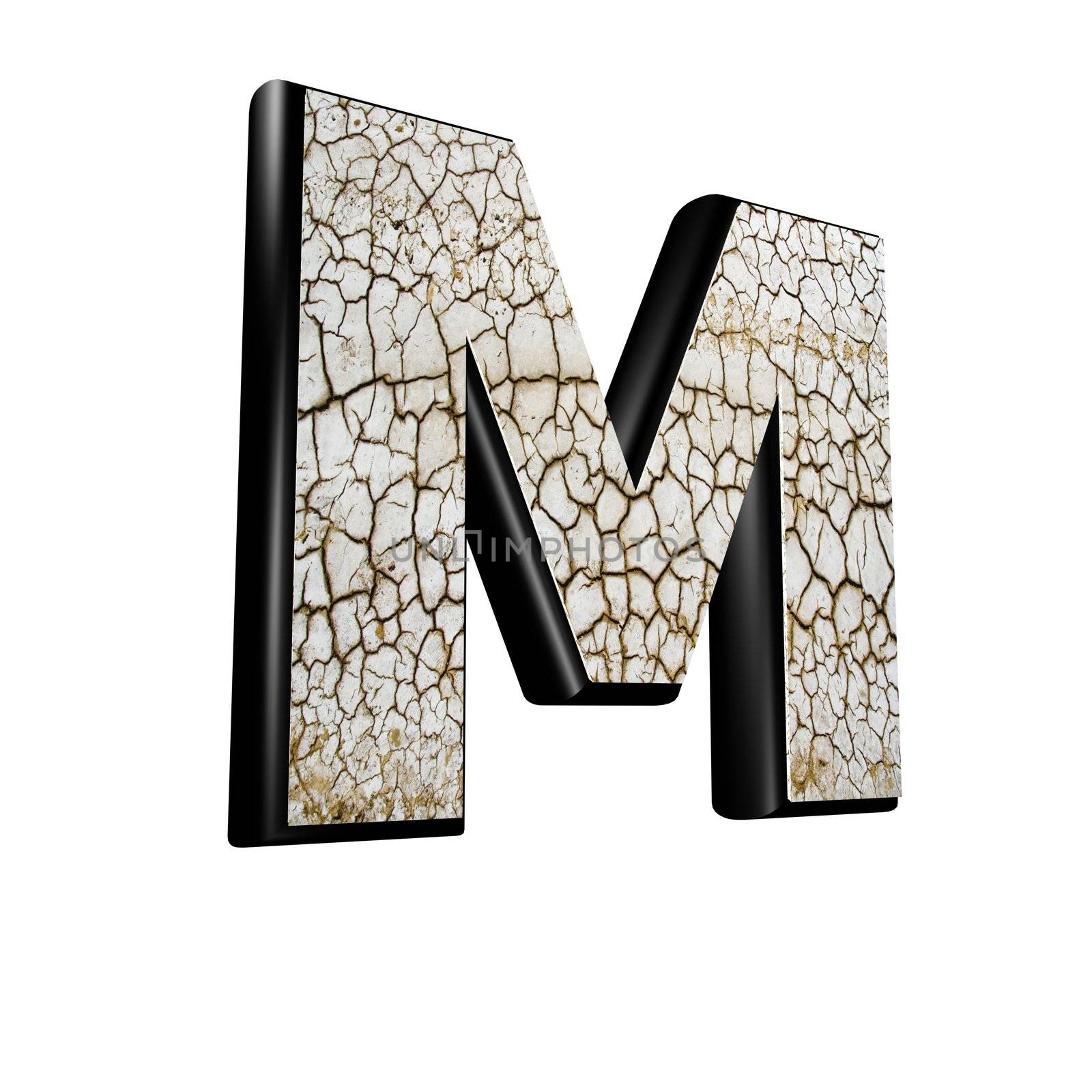 abstract 3d letter with dry ground texture - M by chrisroll