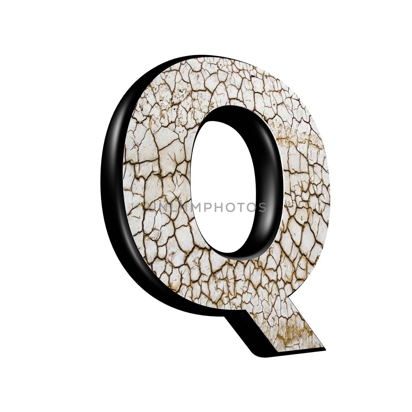 abstract 3d letter with dry ground texture - Q by chrisroll