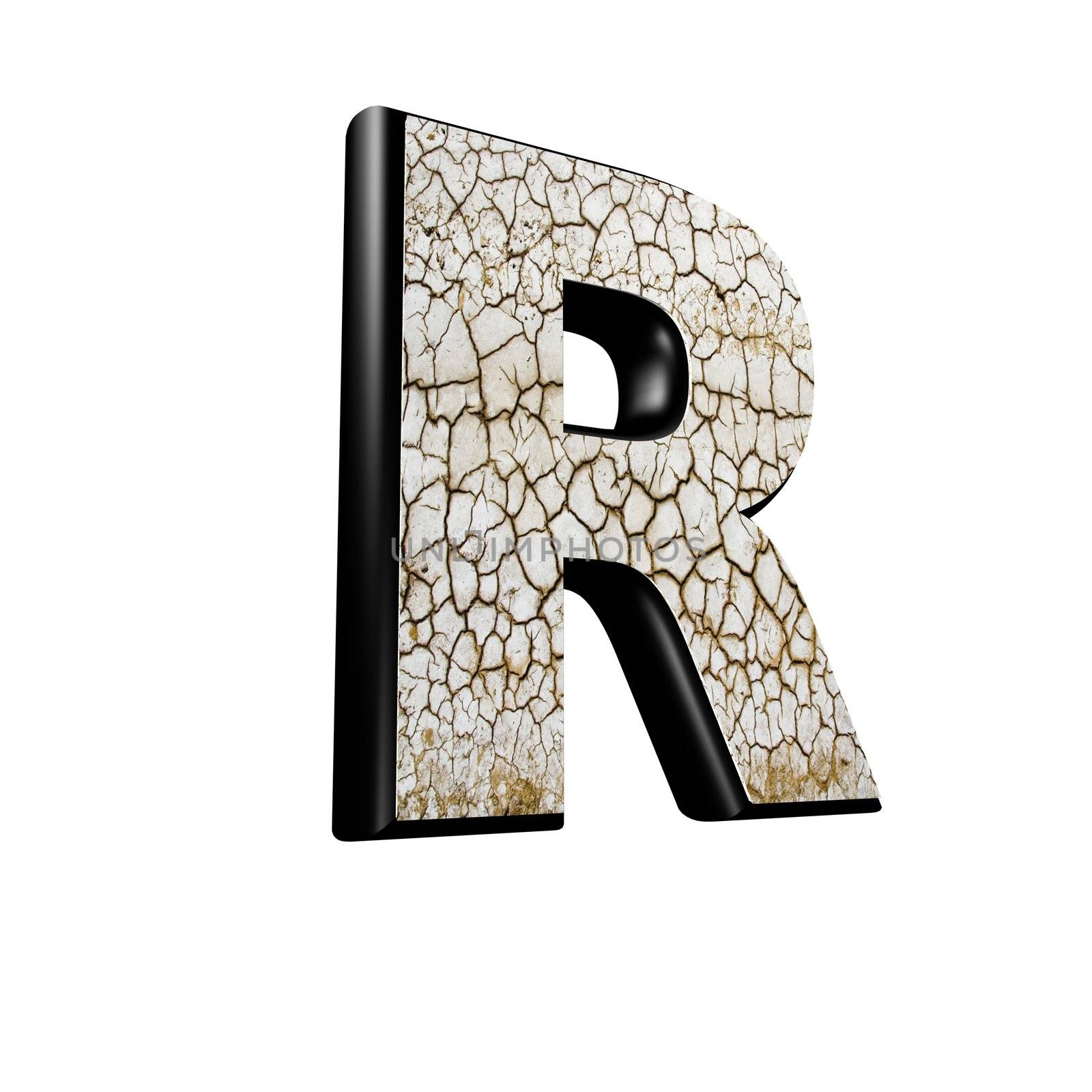 abstract 3d letter with dry ground texture - R by chrisroll