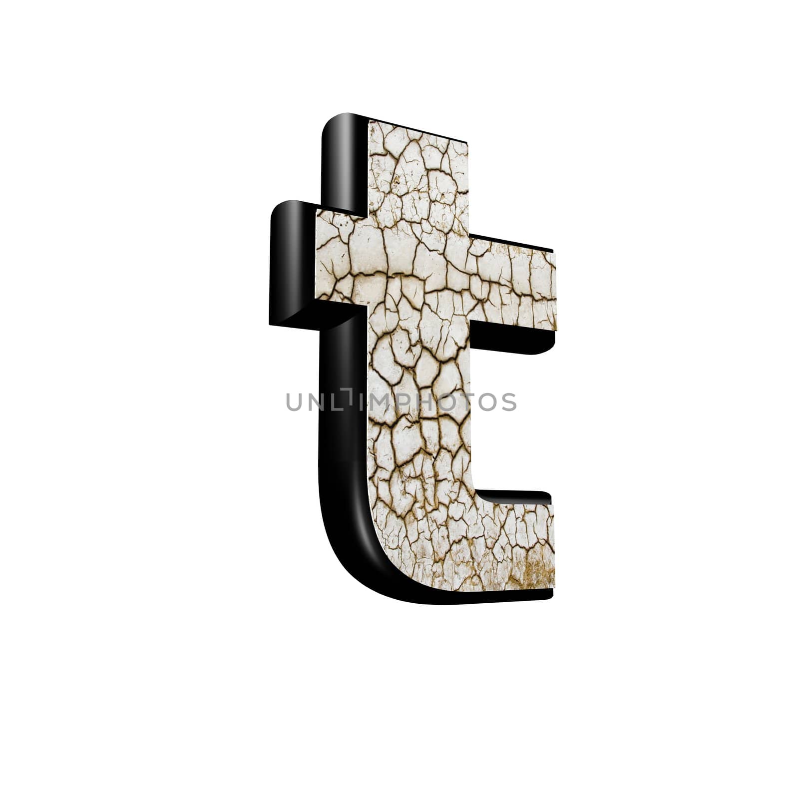 abstract 3d letter with dry ground texture - T by chrisroll