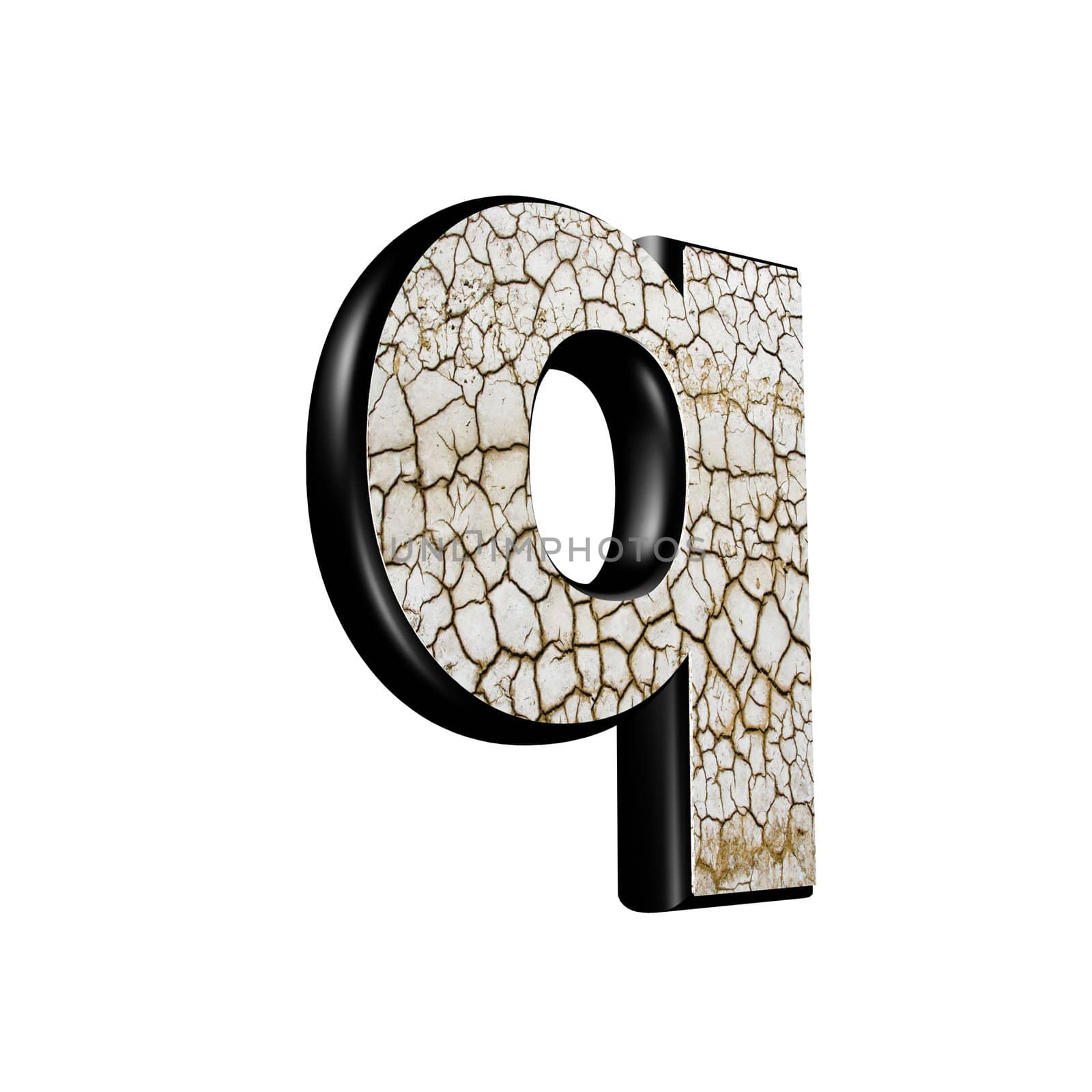 abstract 3d letter with dry ground texture - Q by chrisroll