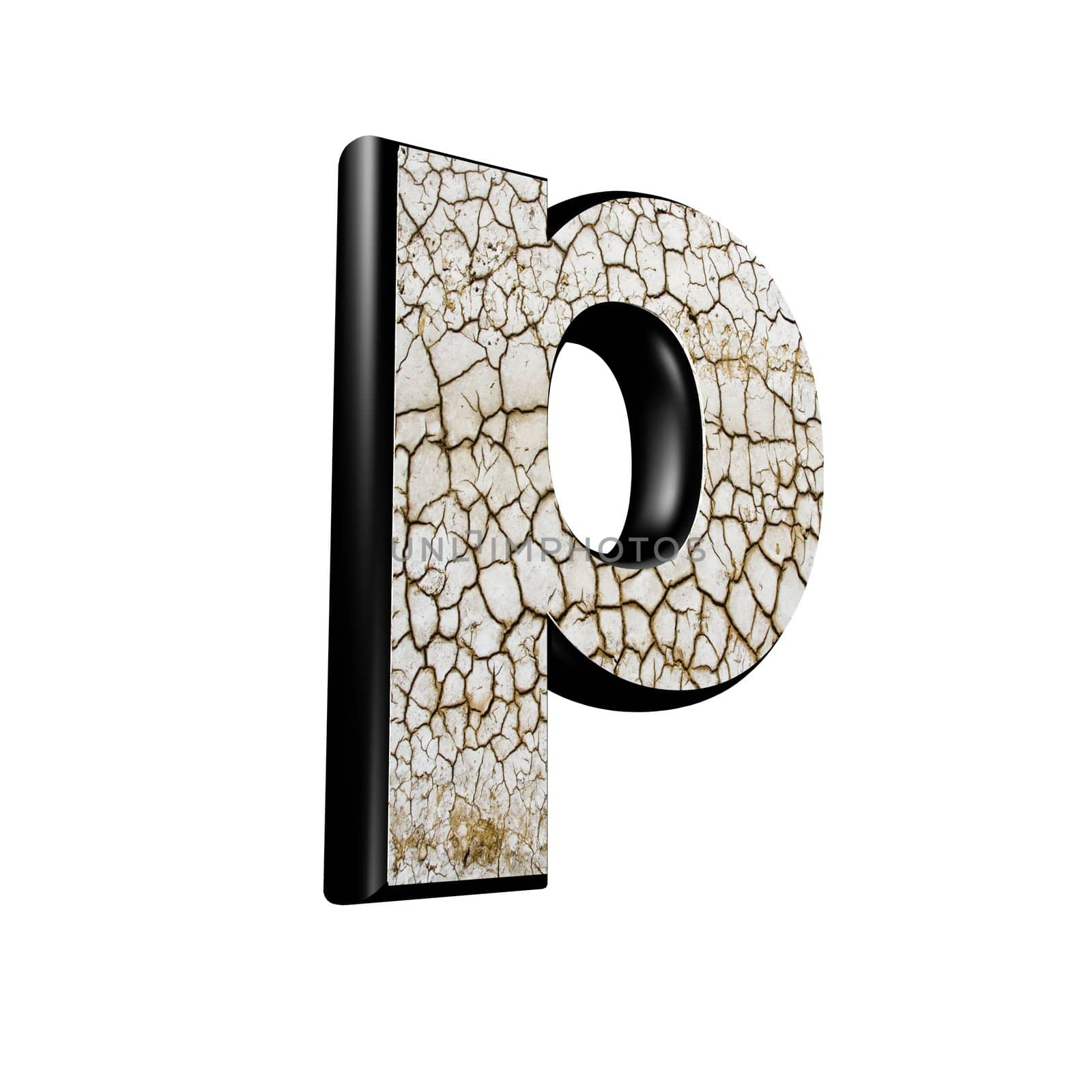 abstract 3d letter with dry ground texture - P by chrisroll