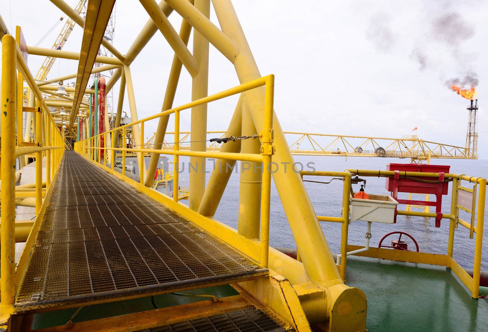 the pathway bridge of offshore oil rig