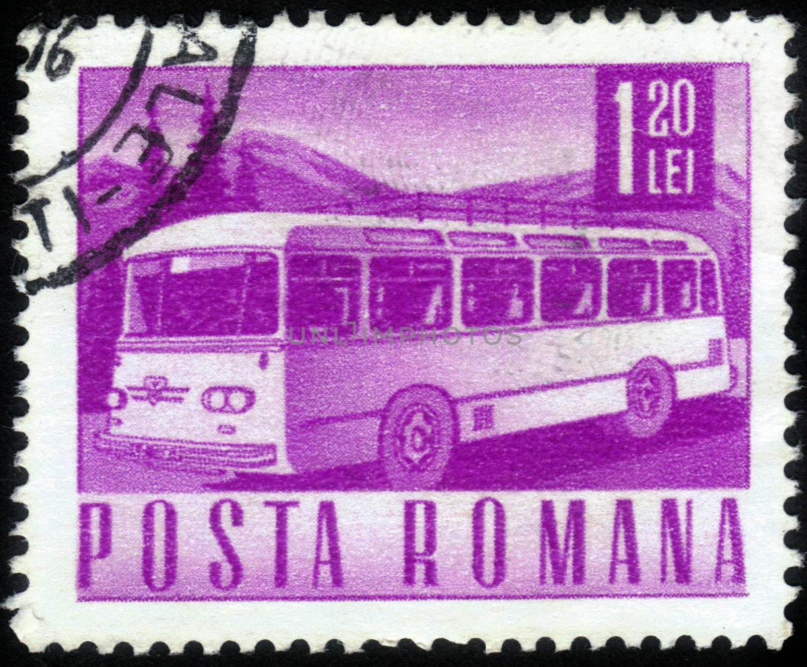 ROMANIA - CIRCA 1967: A stamp printed in Romania shows retro bus, circa 1967
