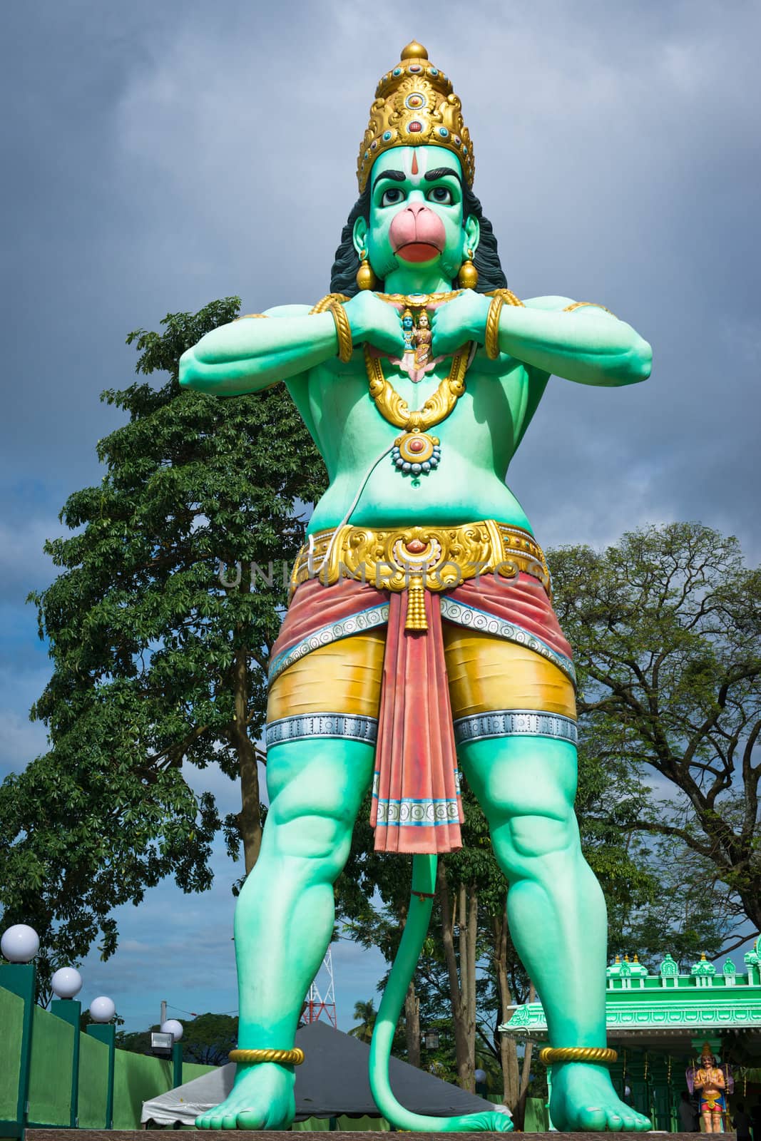 Statue of a giant Lord Hanuman near Batu Caves in Malaysia. Hanuman is a deity in hinduism.