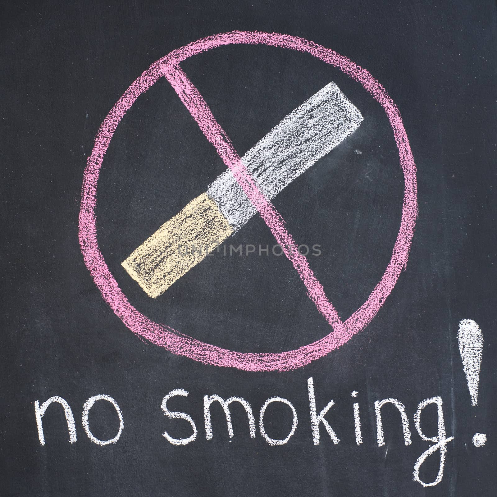 Warning "no smoking'' written by a chalk on a blackboard