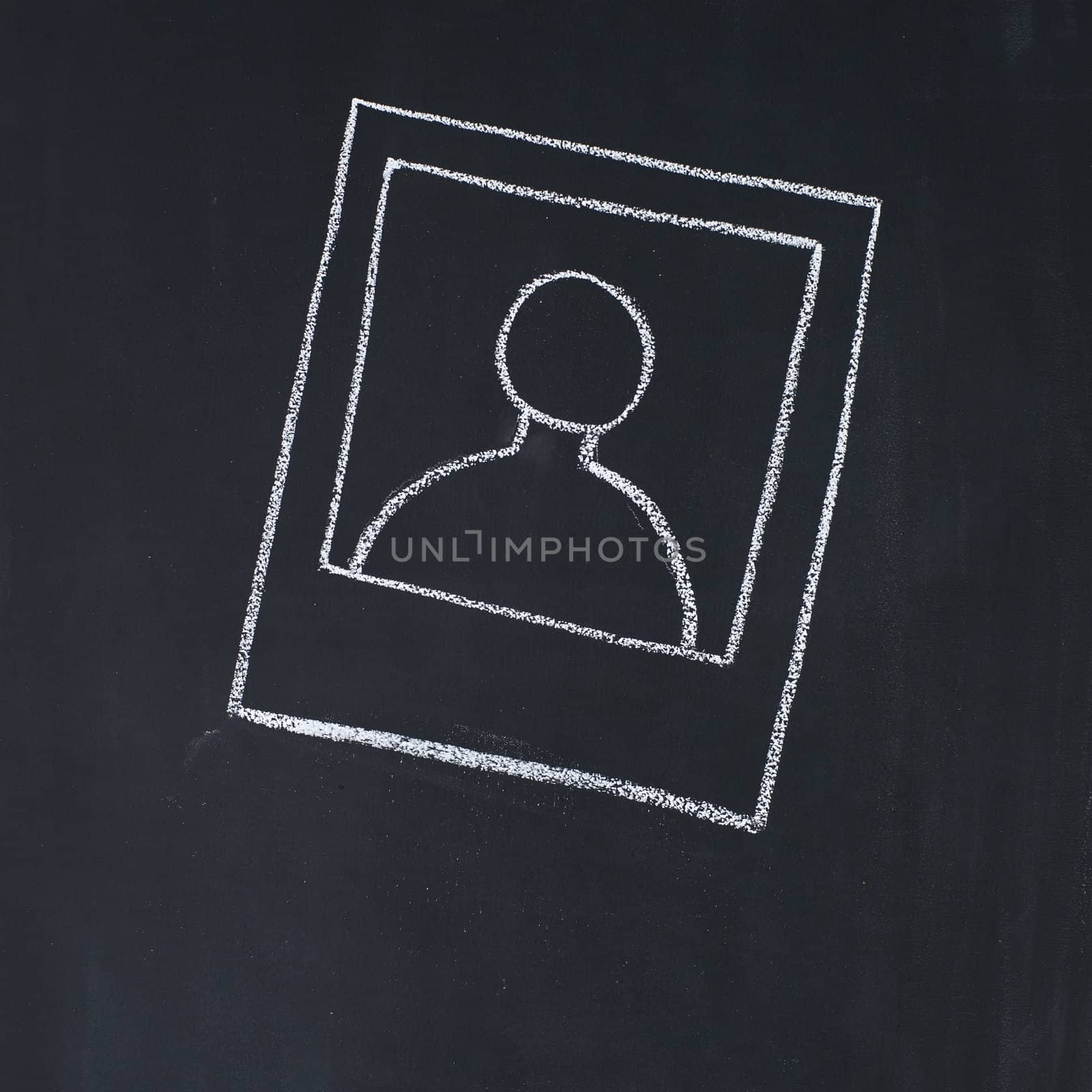 The template of the photo drawn on a blackboard