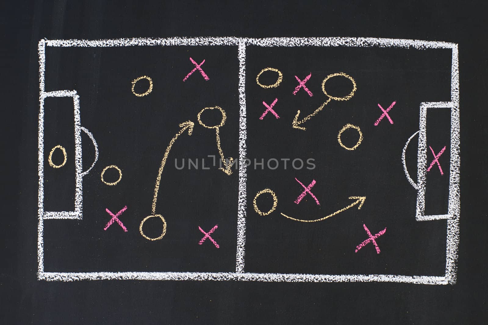 Scheme of sports strategy, drawn on a blackboard