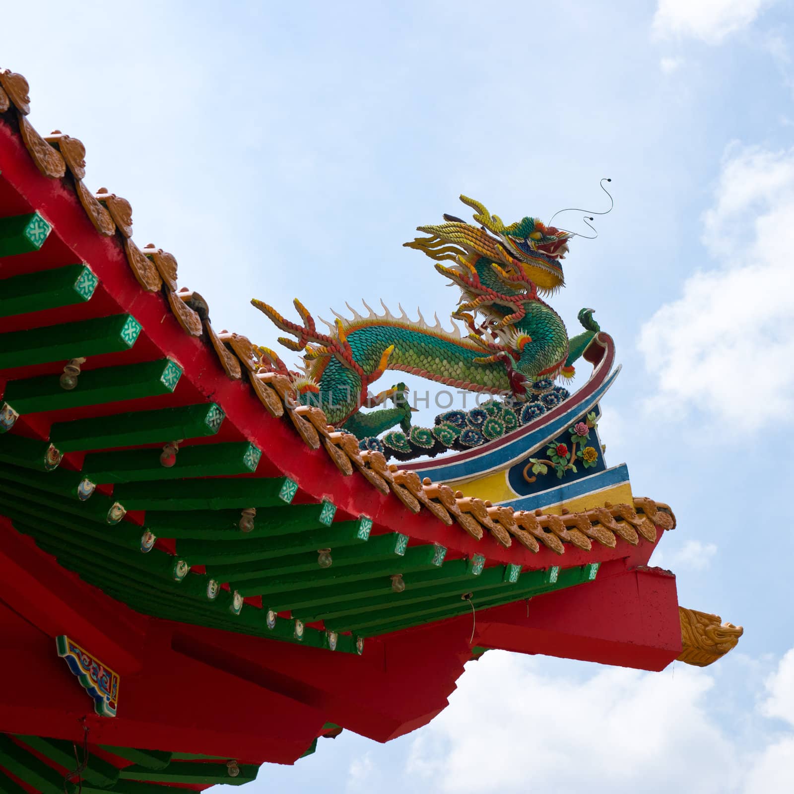 Chinese dragon on the roof of pagoda in Kuala Lumpur, Malaysia