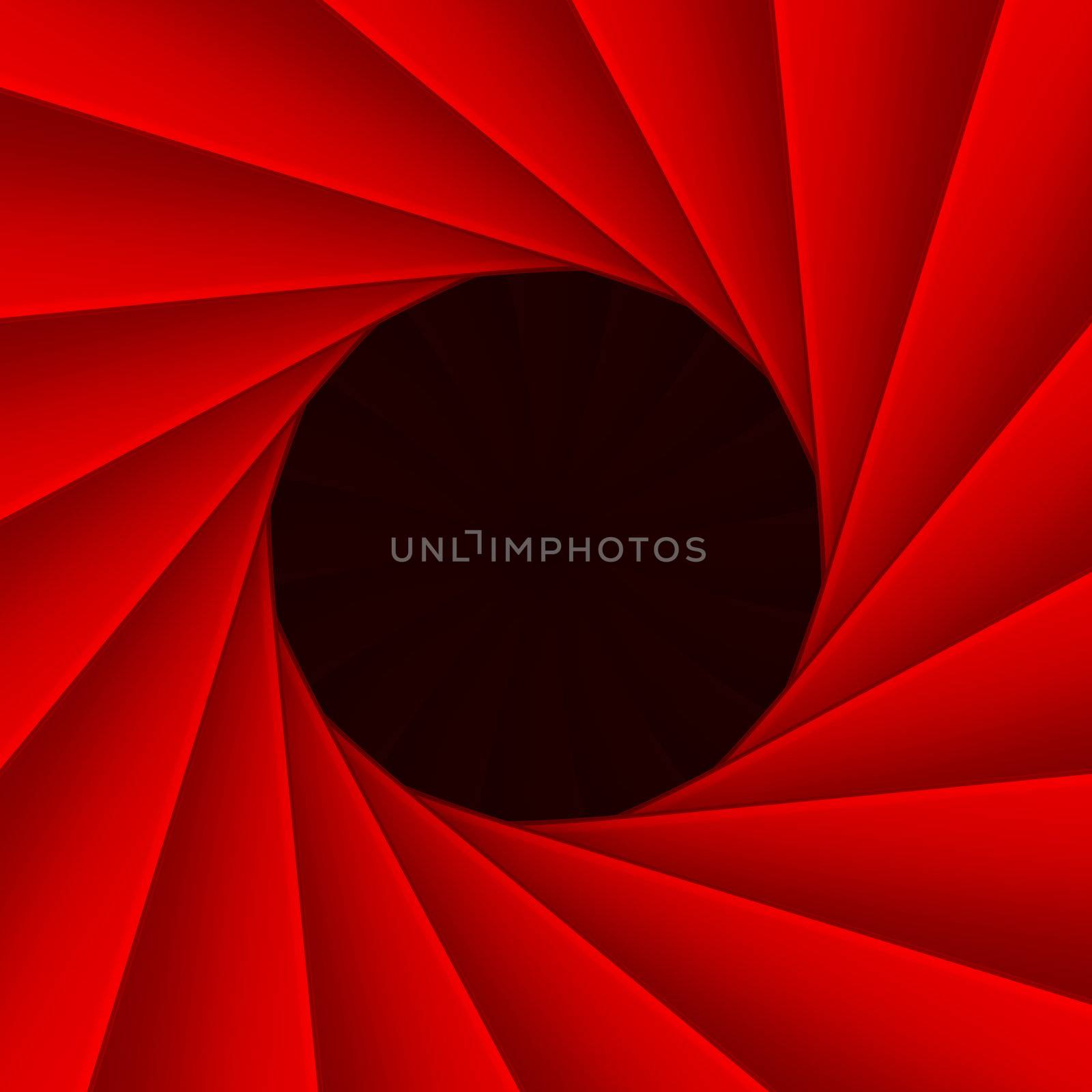 Red diaphragm with black hole inside, 3d