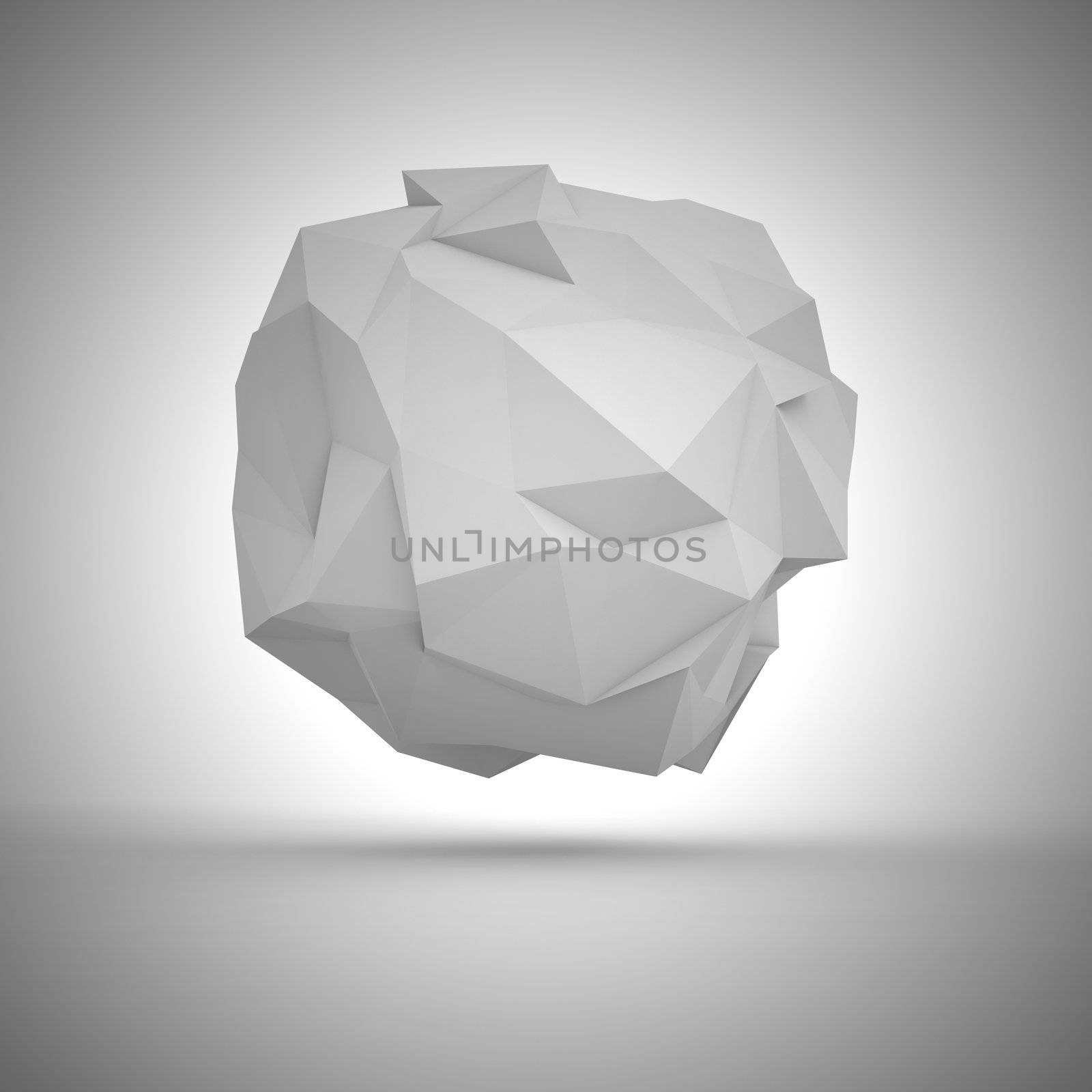 Geometric abstraction - big white crumpled sphere