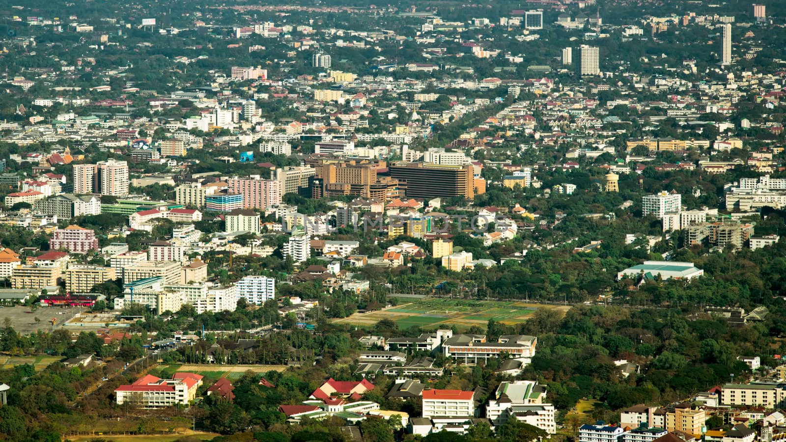 View of Chiang Mai city from viewpoint on Doi Suthep, Northern Thailand