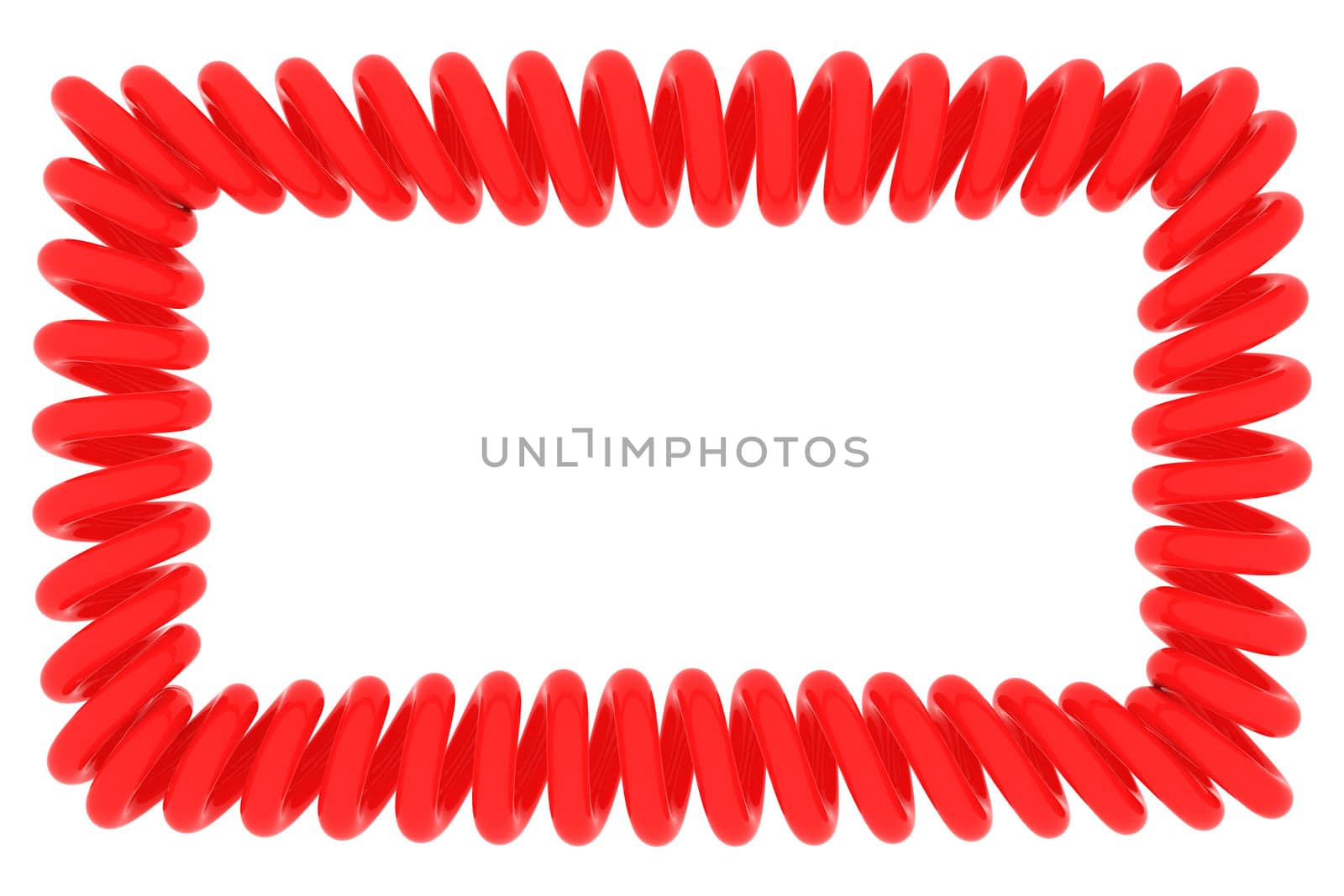 Red spiral frame on white, 3d render