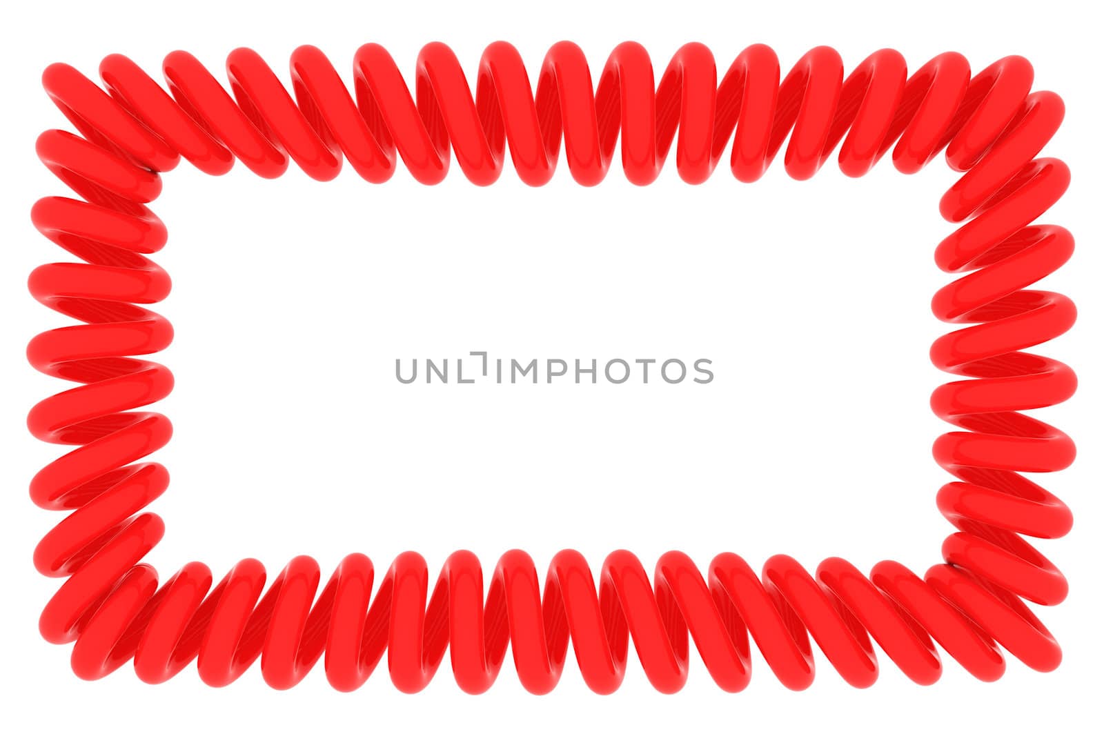 Red spiral frame on white, 3d render
