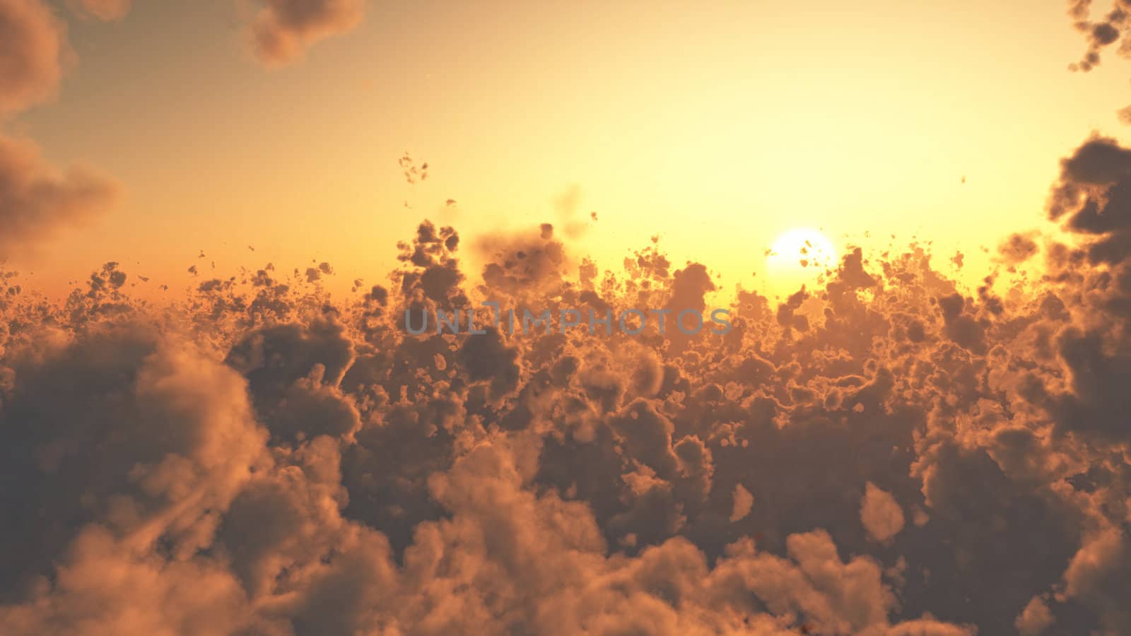 Aerial view of beautiful cloudscape at sunset