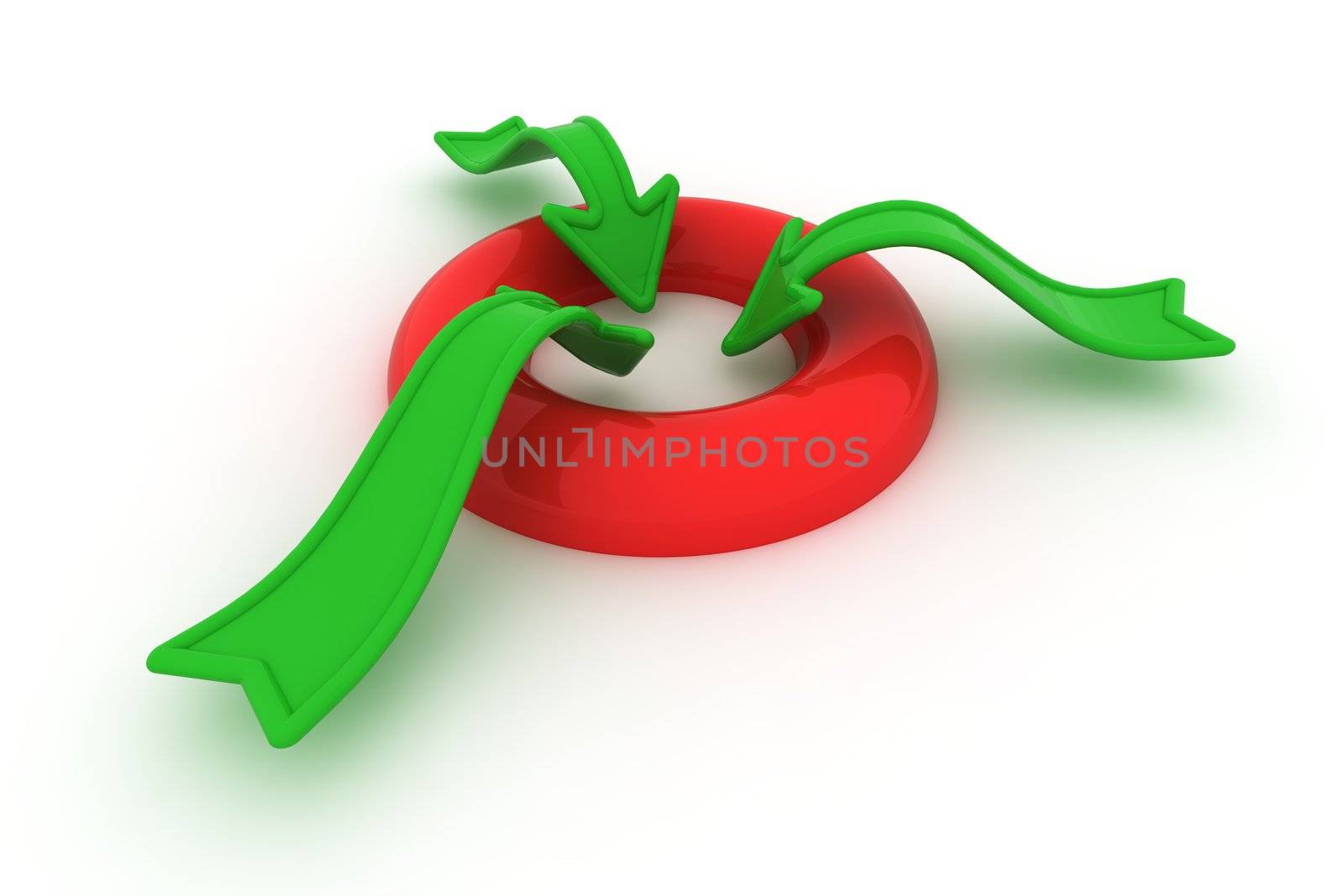 Green arrows inside red ring isolated on the white background