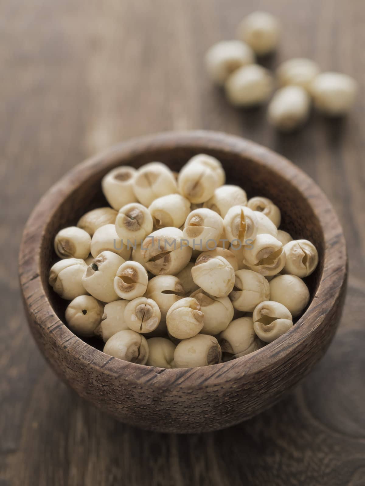 close up of a bowl of lotus seeds